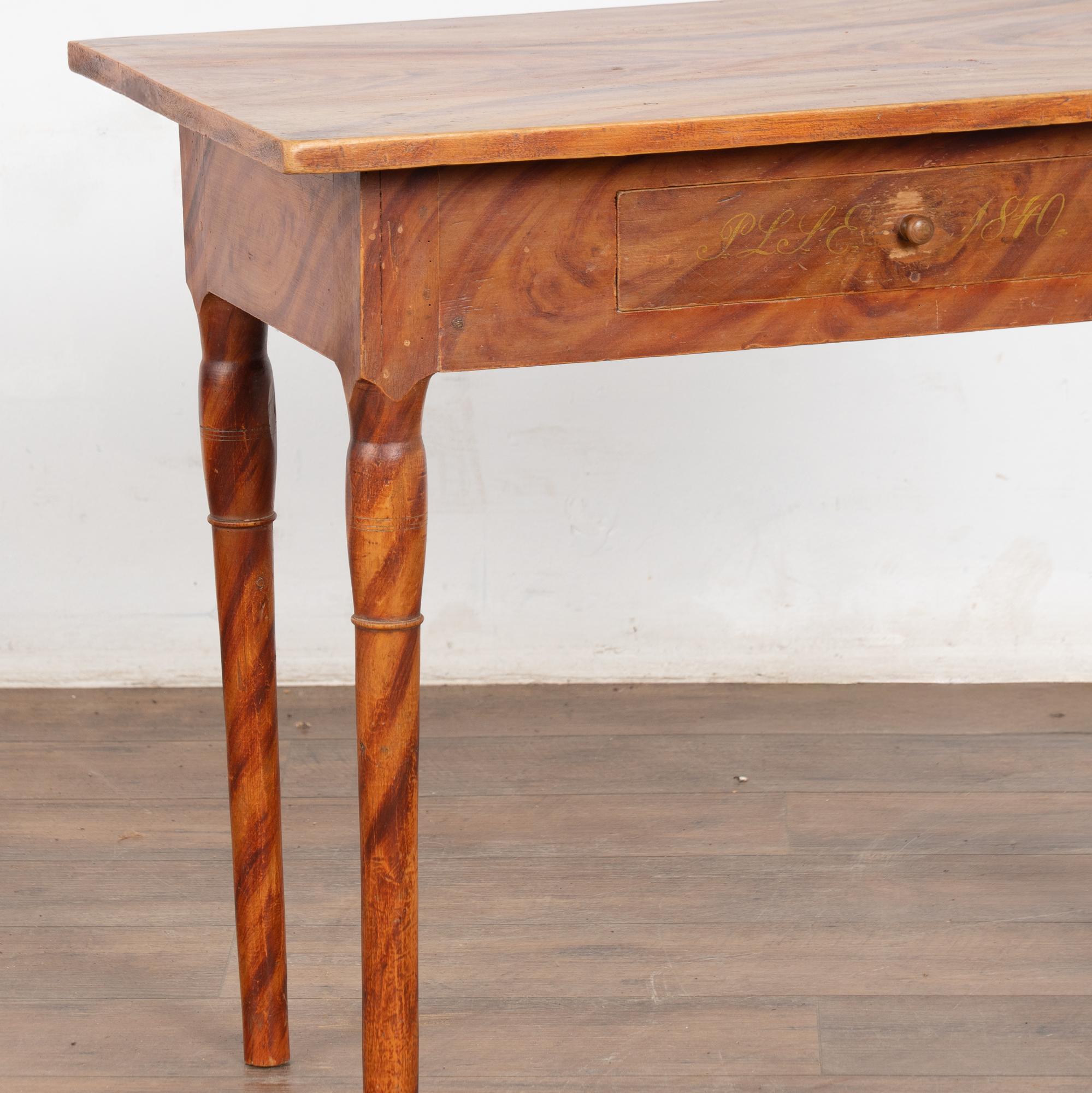 Swedish Folk Art Side Table with Drawer dated 1840 For Sale 1
