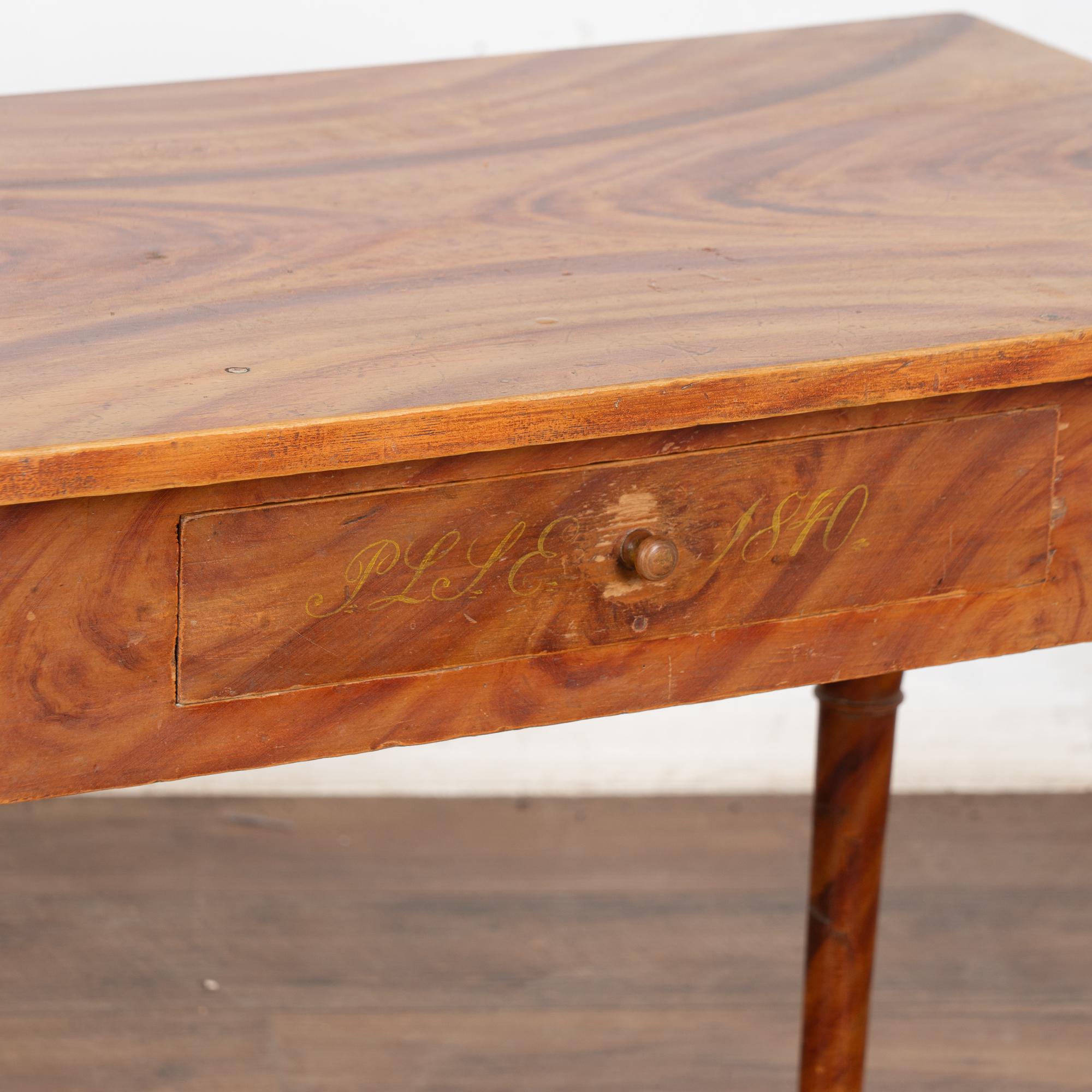 Swedish Folk Art Side Table with Drawer dated 1840 For Sale 2