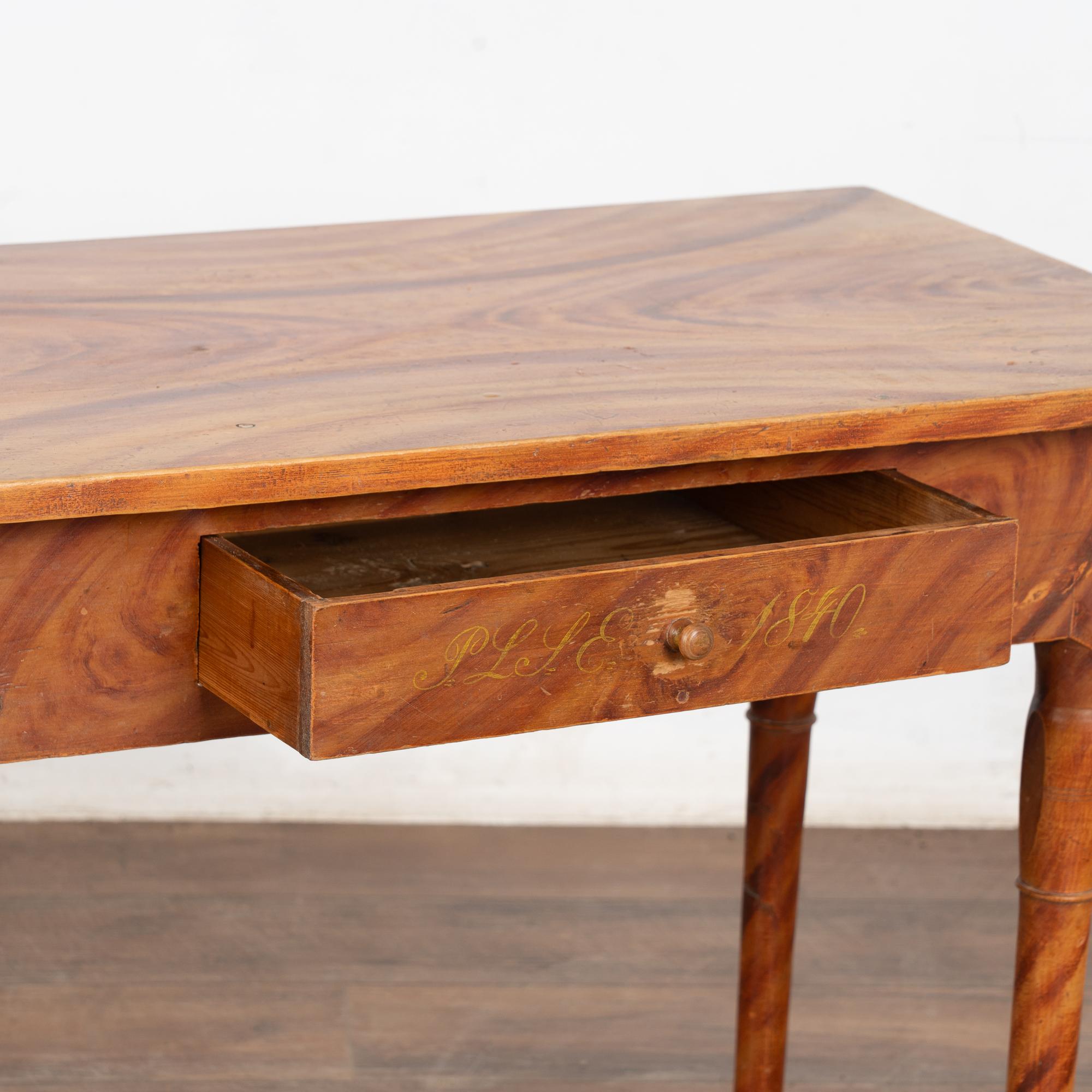 Swedish Folk Art Side Table with Drawer dated 1840 For Sale 3