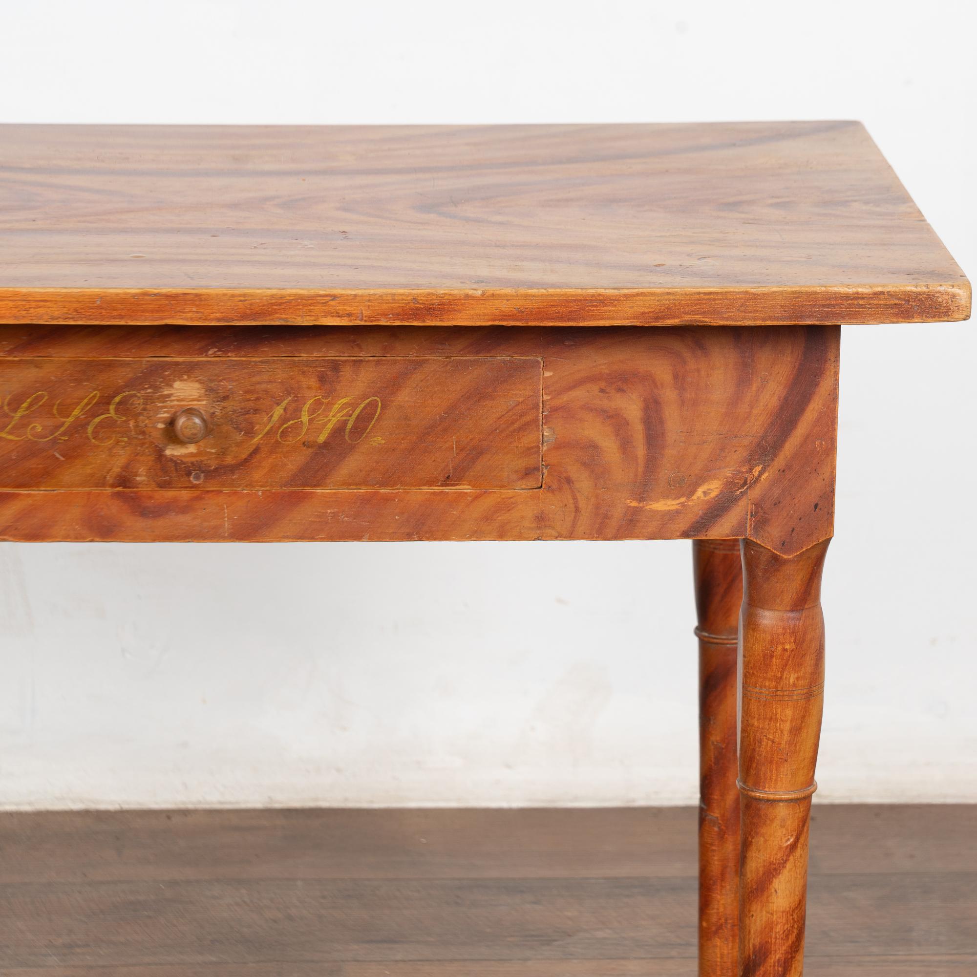 Swedish Folk Art Side Table with Drawer dated 1840 For Sale 4