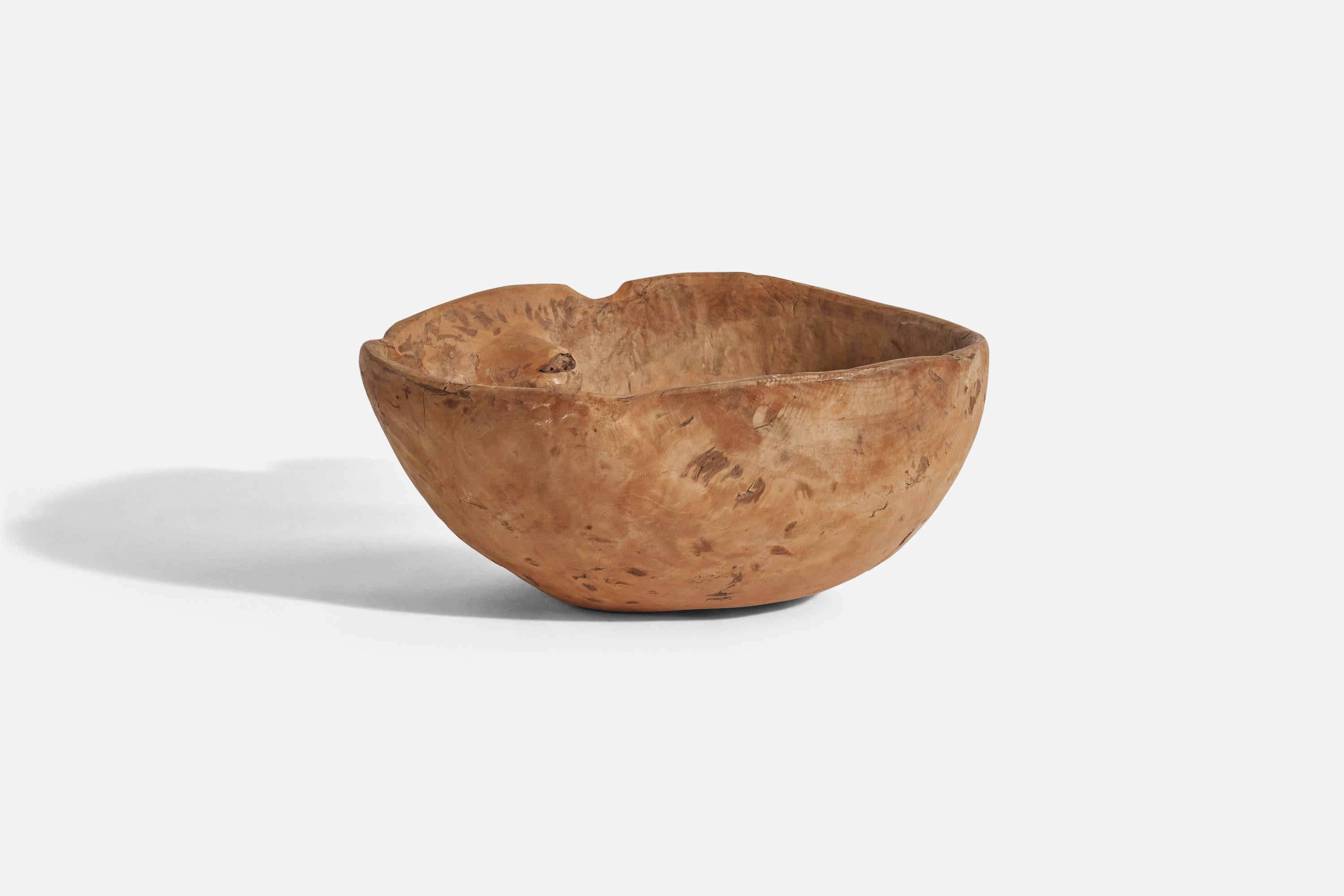 A wooden farmers bowl produced in Sweden, 1772. Signed by the artist initials 