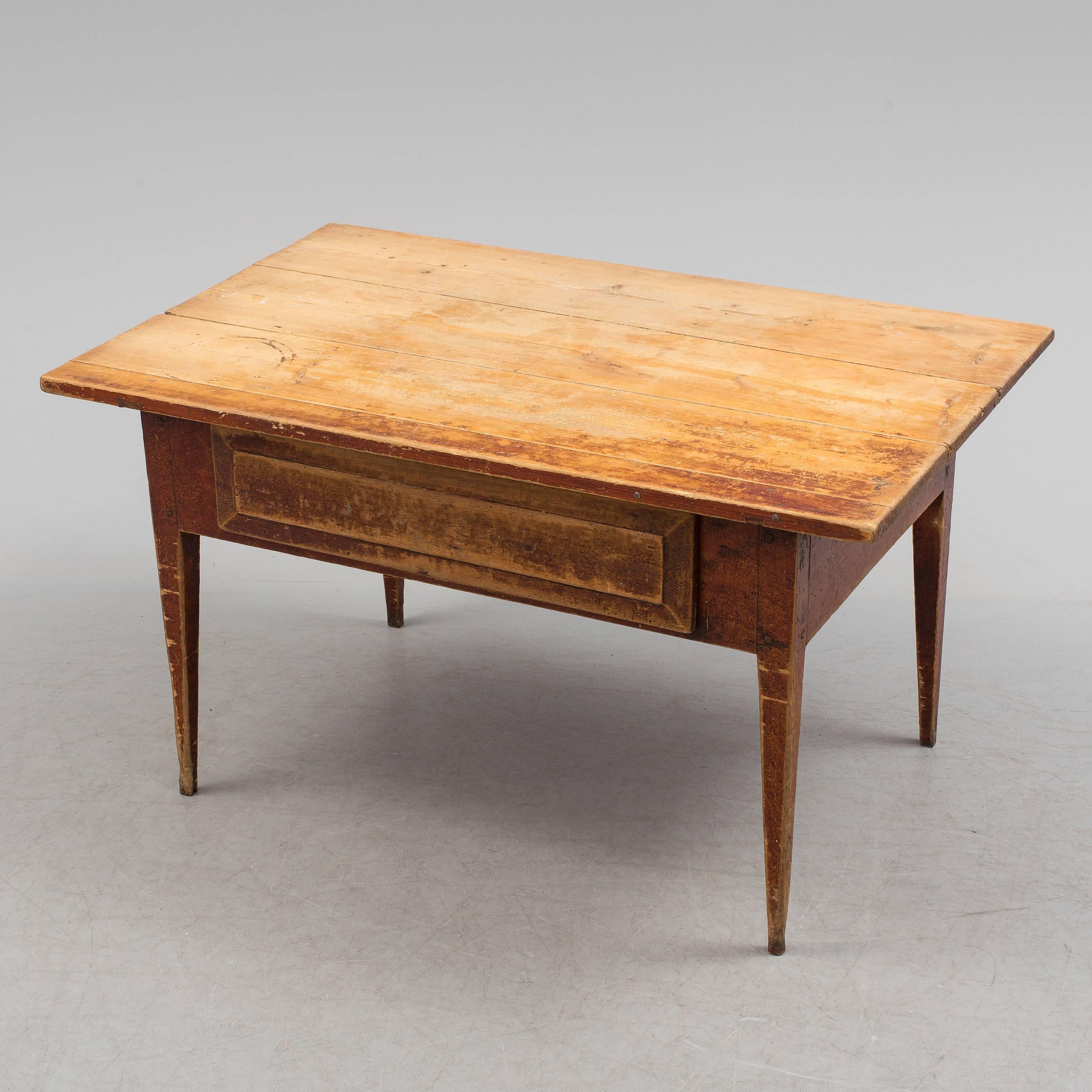Wood Swedish Folk Art Table, 18th Century For Sale