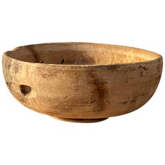 Swedish Folk Art, Unique 18th Century Farmers Bowl, Wood, Signed