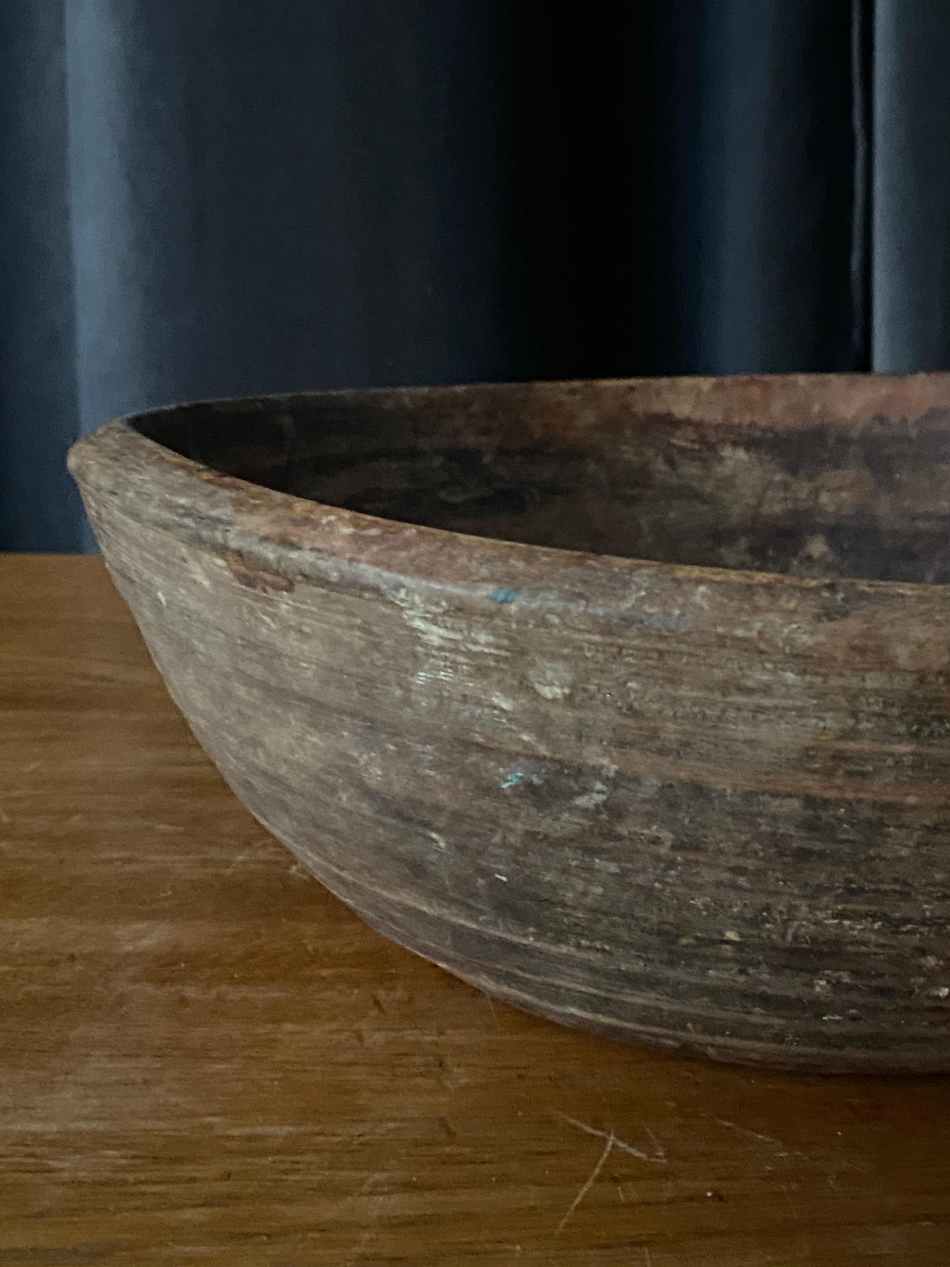 Swedish Folk Art, Unique Organic 19th Century Farmers Bowl, Wood 1