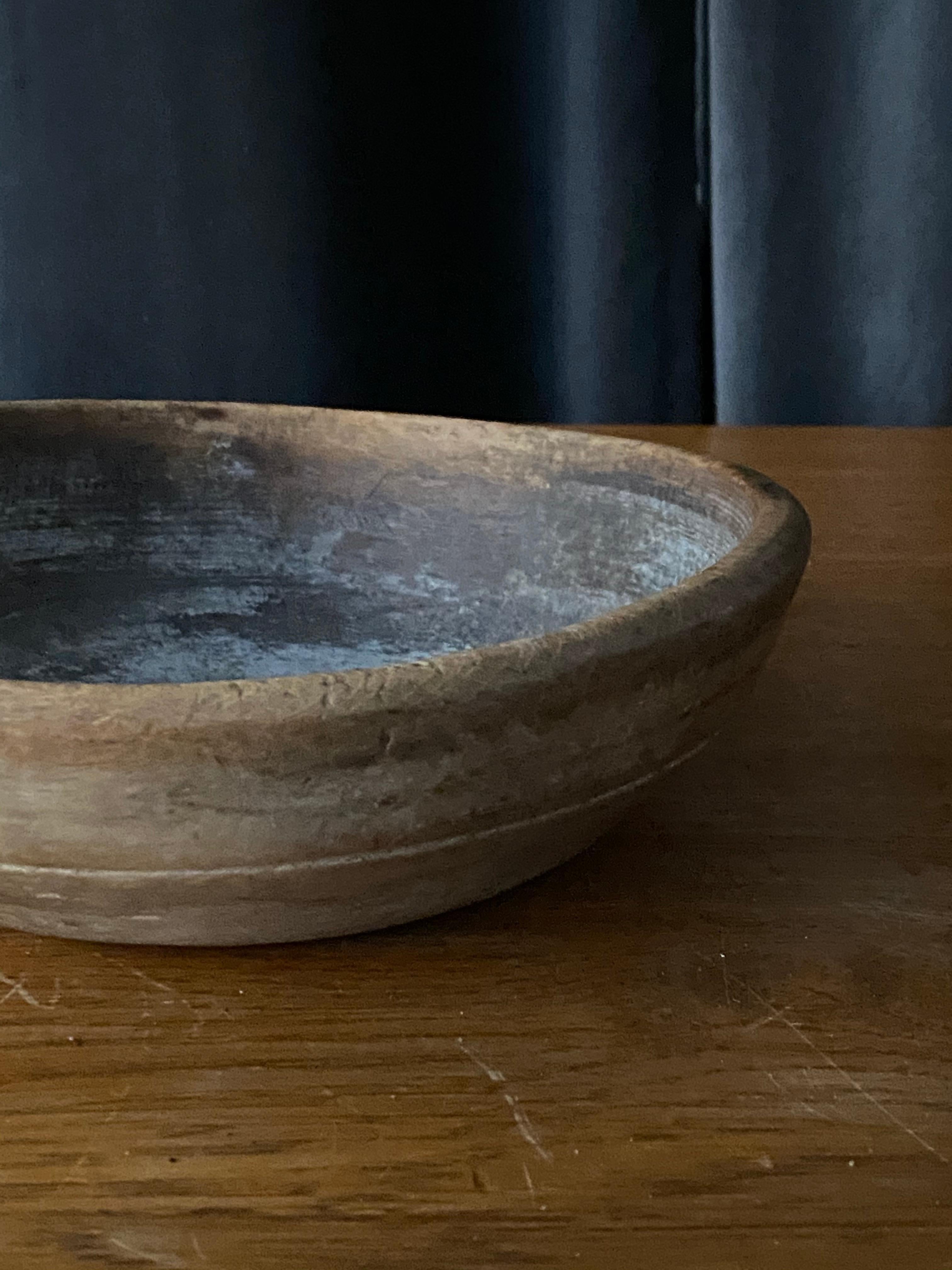 Swedish Folk Art, Unique Organic 19th Century Farmers Bowl, Wood 3