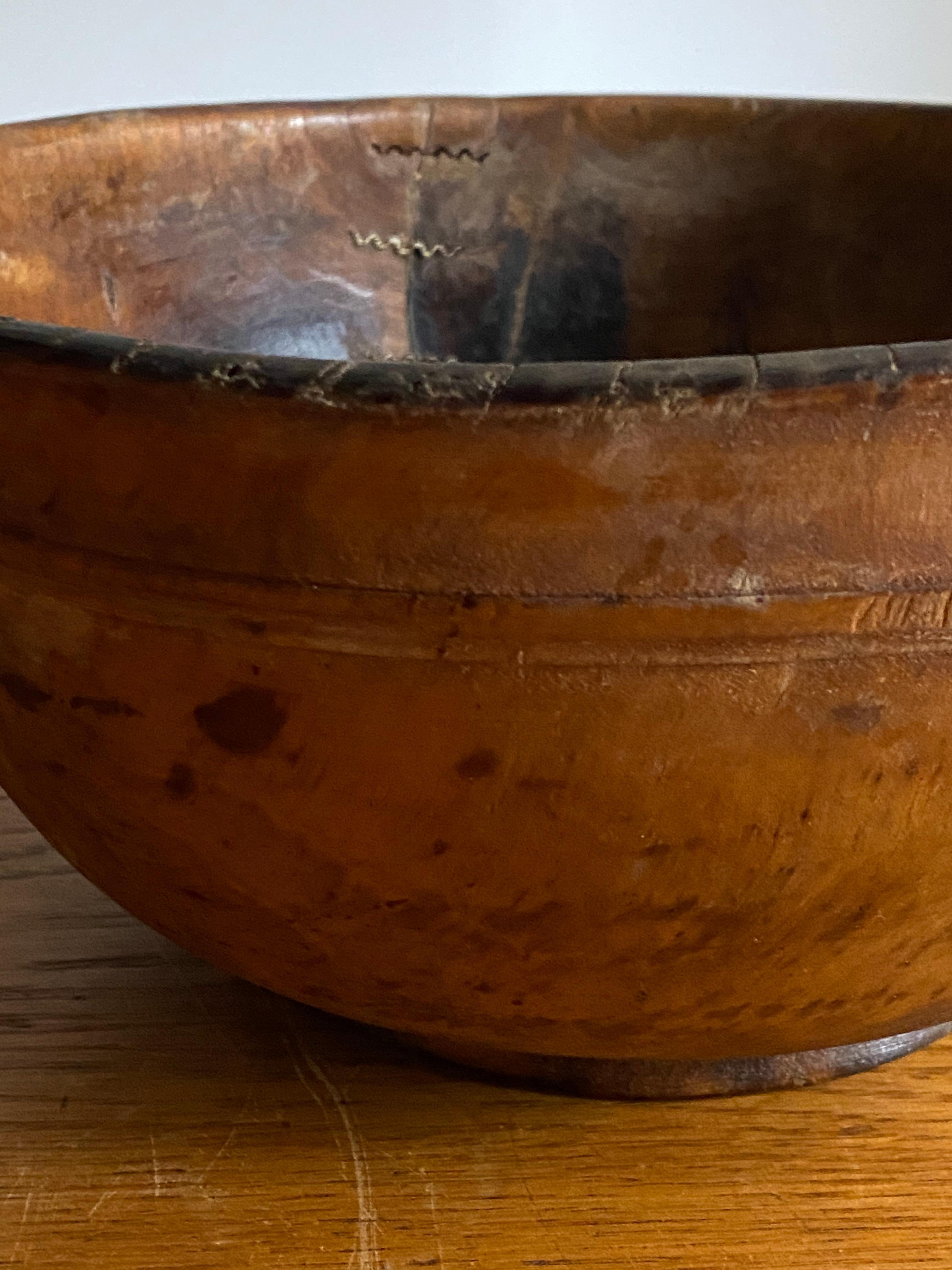 Swedish Folk Art, Unique Organic 19th Century Farmers Bowl, Wood 4