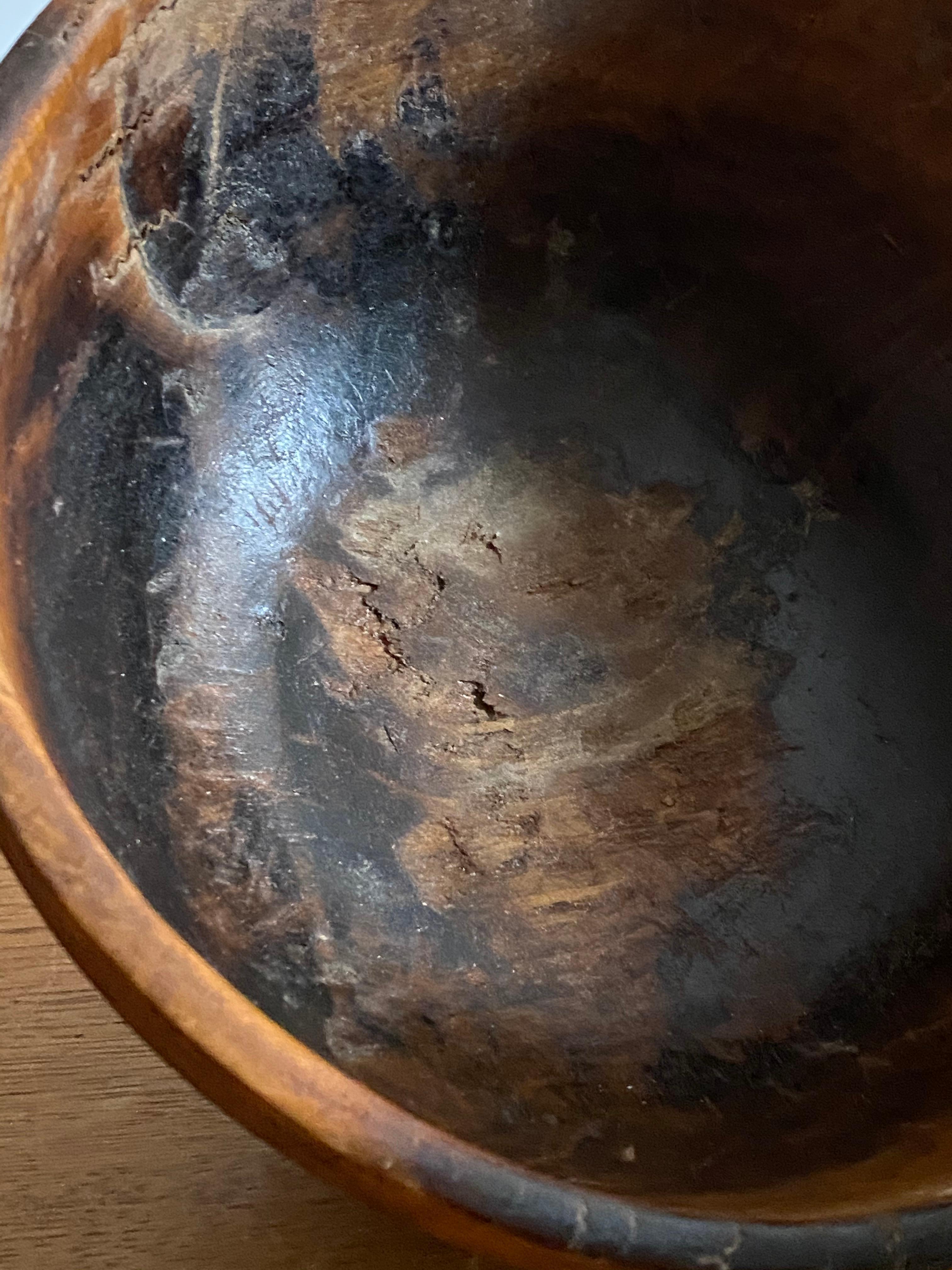 Swedish Folk Art, Unique Organic 19th Century Farmers Bowl, Wood 5