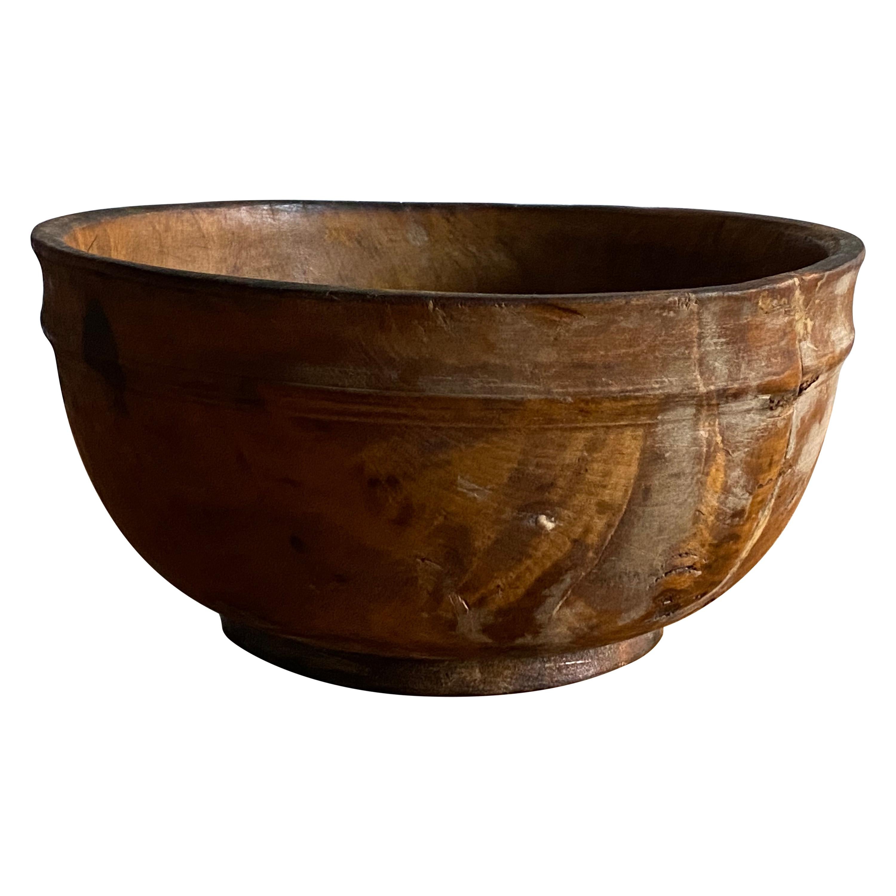 Swedish Folk Art, Unique Organic 19th Century Farmers Bowl, Wood