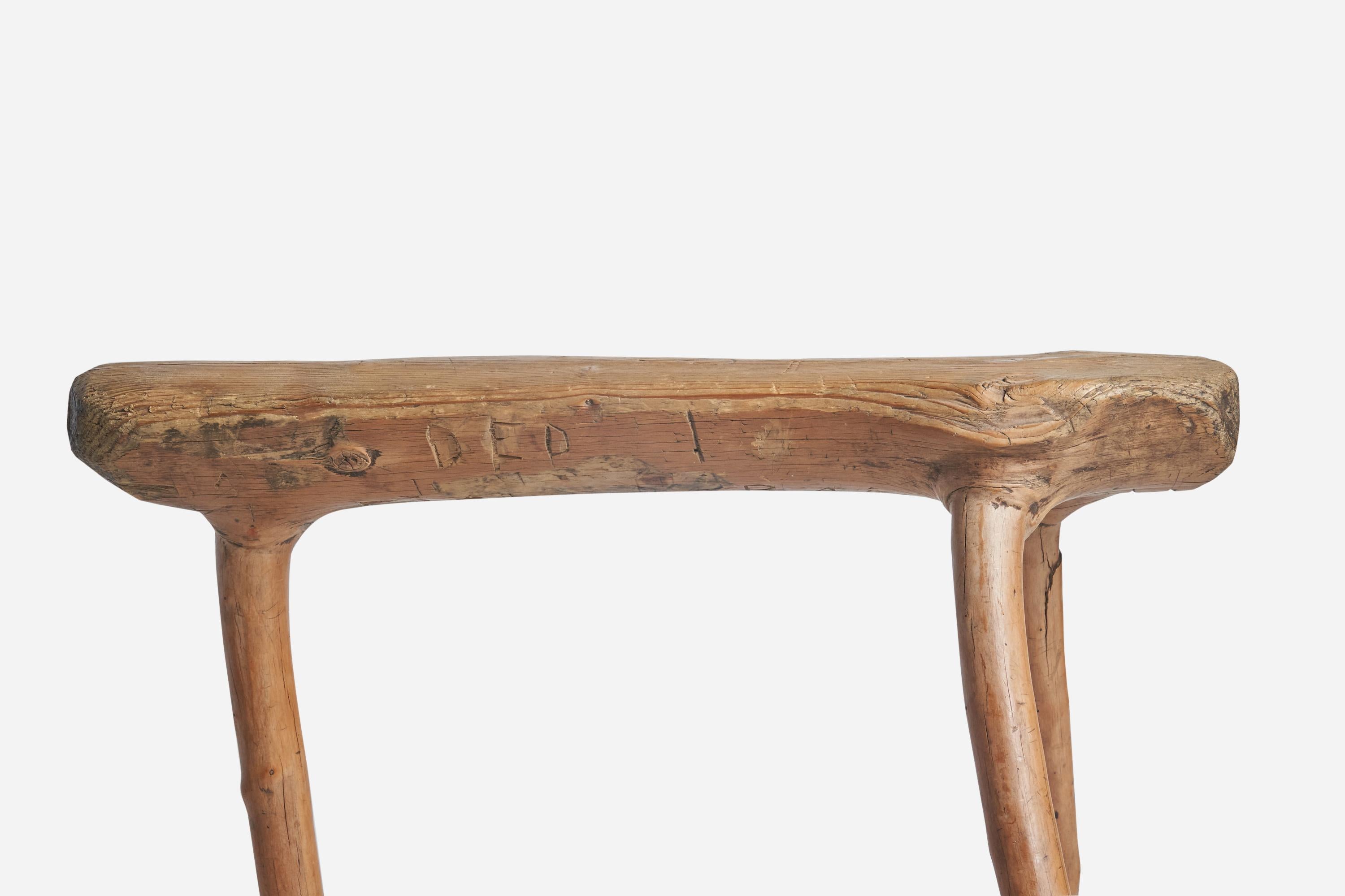 Swedish Folk Art, Farmers Stool, Wood, Sweden, 19th Century In Fair Condition For Sale In High Point, NC