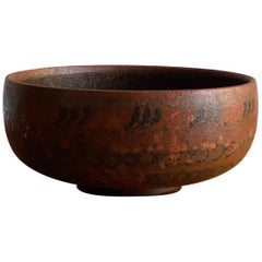 Swedish Folk Art, Unique Red-Painted Farmers Bowl, Wood, Early 20th Century