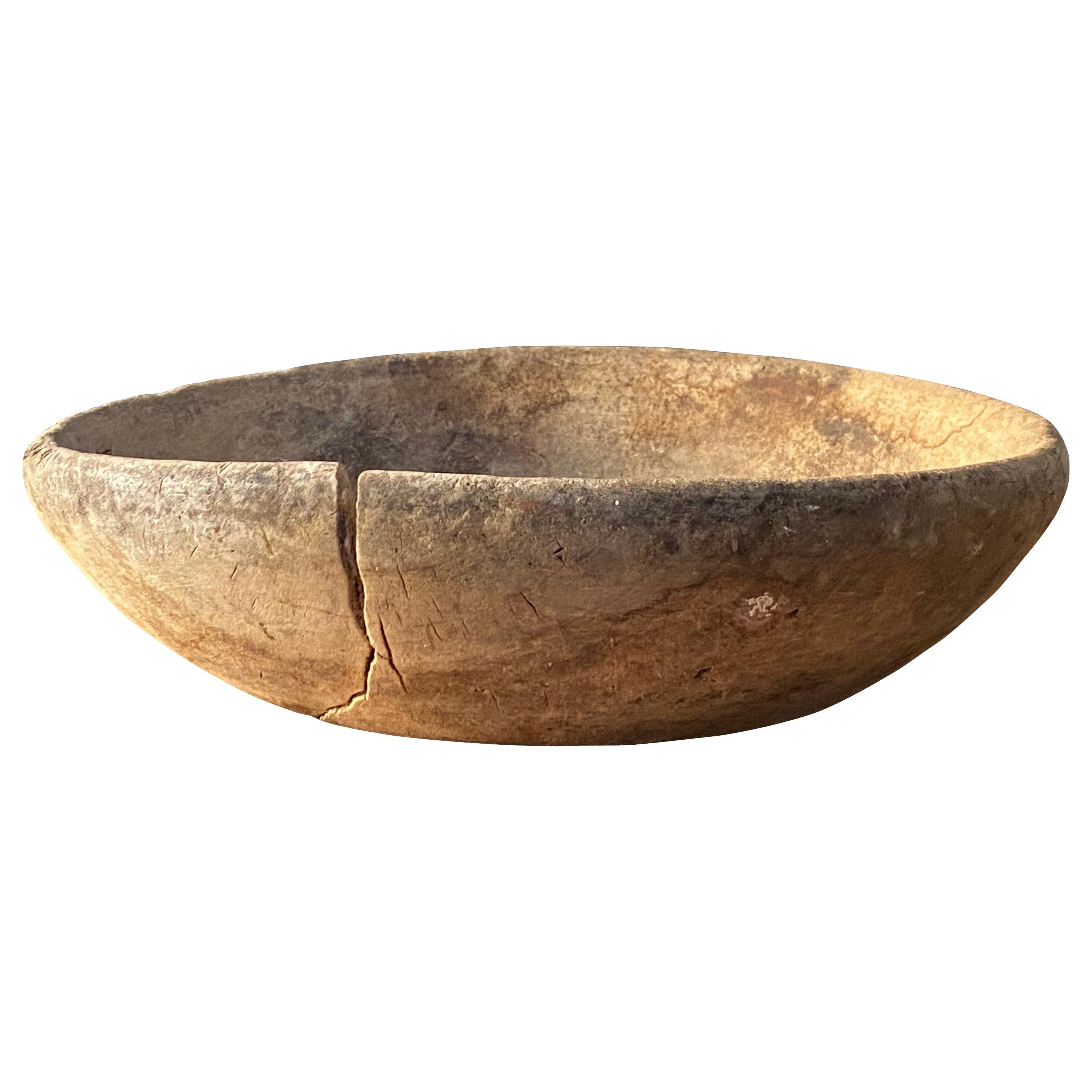 Swedish Folk Art, Unique Sizable, 18th Century Farmers Bowl, Wood