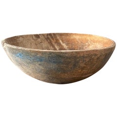 Swedish Folk Art, Unique Sizable, 18th Century Farmers Bowl, Wood, Signed