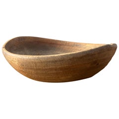 Swedish Folk Art, Unique Sizable and Organic 19th Century Farmers Bowl, Wood