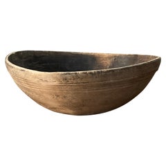 Swedish Folk Art, Unique Sizable Organic 19th Century Farmers Bowl, Wood