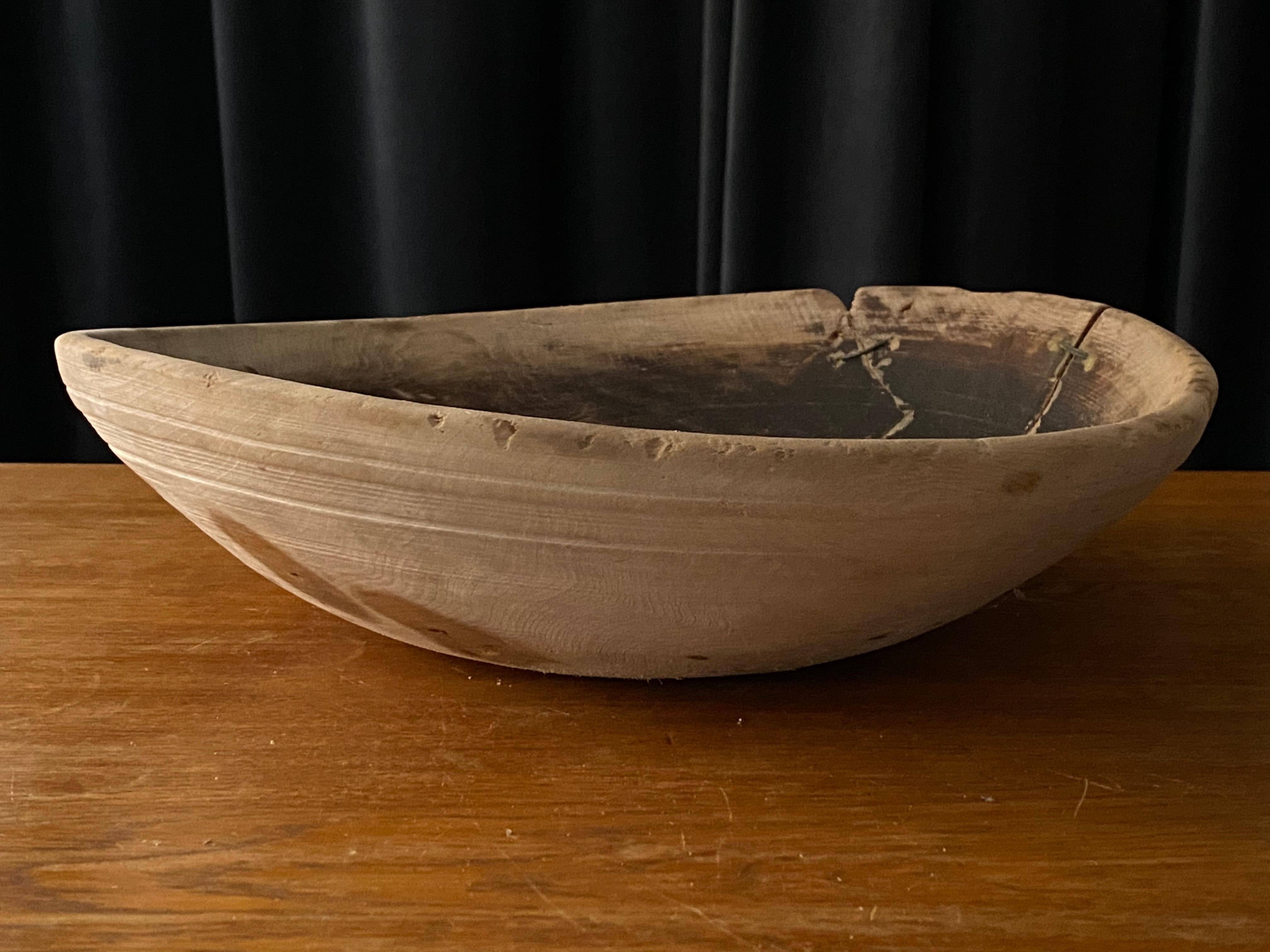 Swedish Folk Art, Unique Sizable Organic 19th Century Farmers Bowl ...