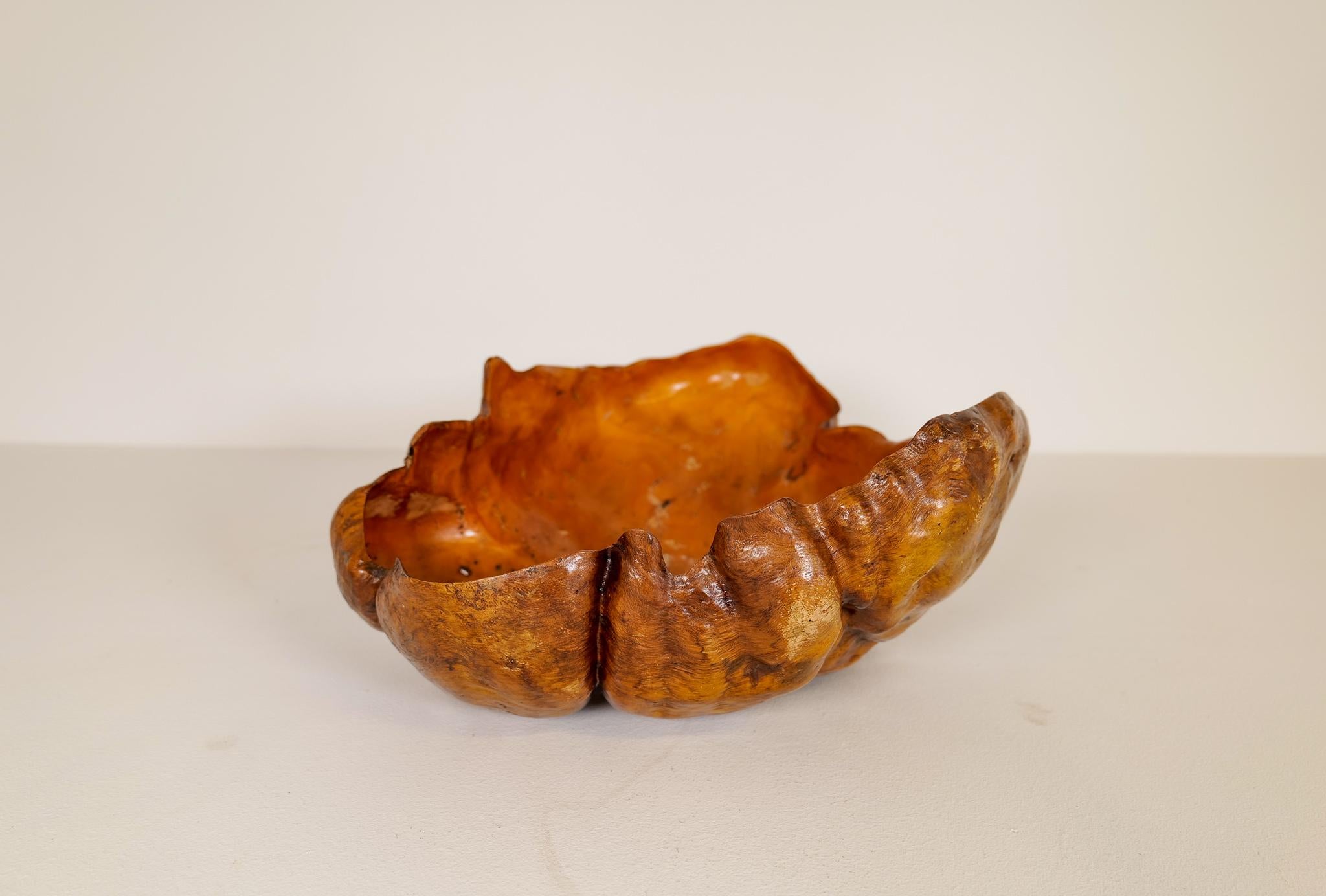 This burl made in Sweden 1960s with precision handcraft gives a nice edition to any living room with intention to give an organic simple, but jet complex look. The signs of the wood structure and life are clearly visible. The burl is made from the