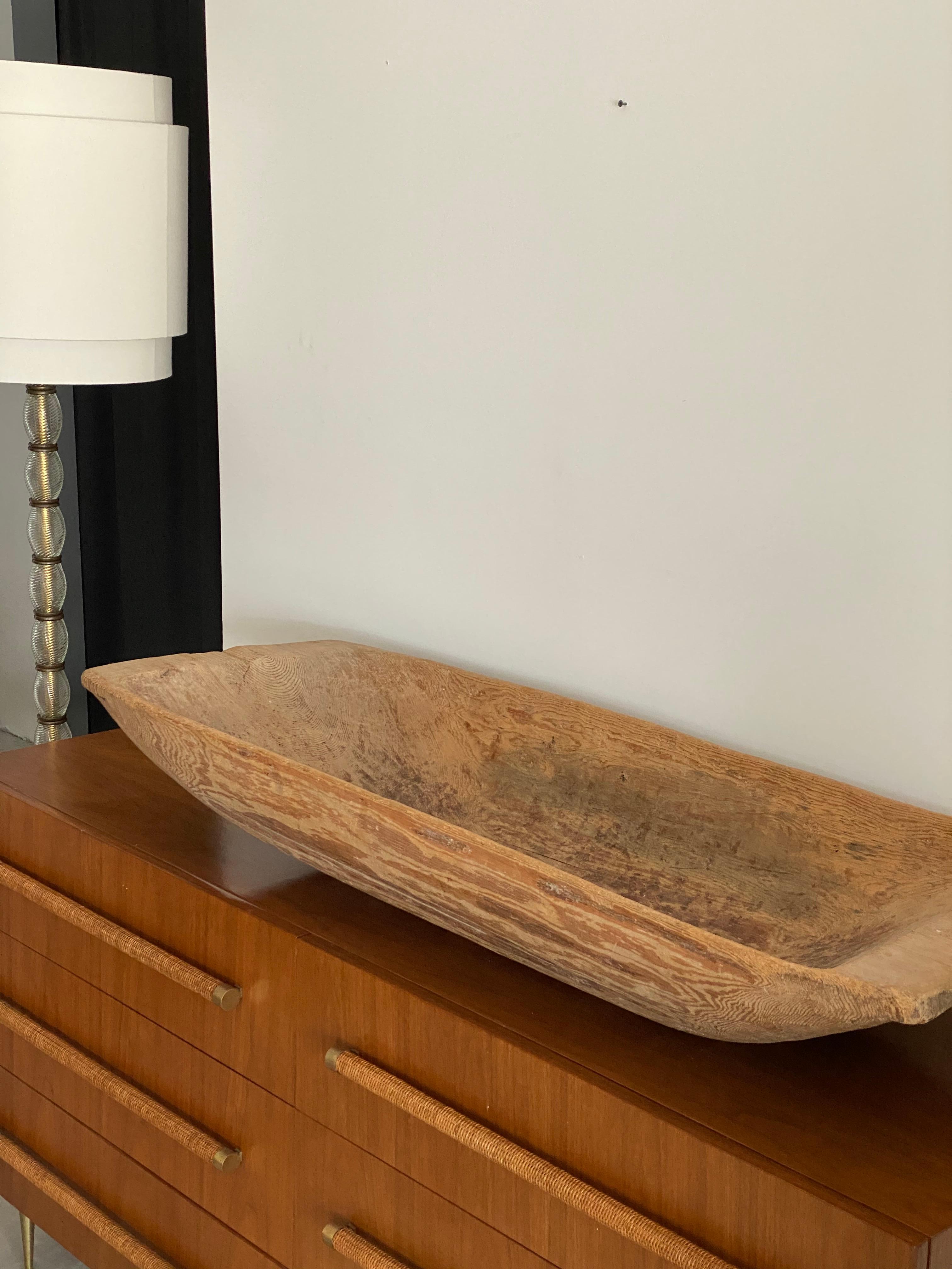 Swedish Folk Art, Very Large Serving Bowl or Tray, Solid Pine, 19th Century In Fair Condition In High Point, NC