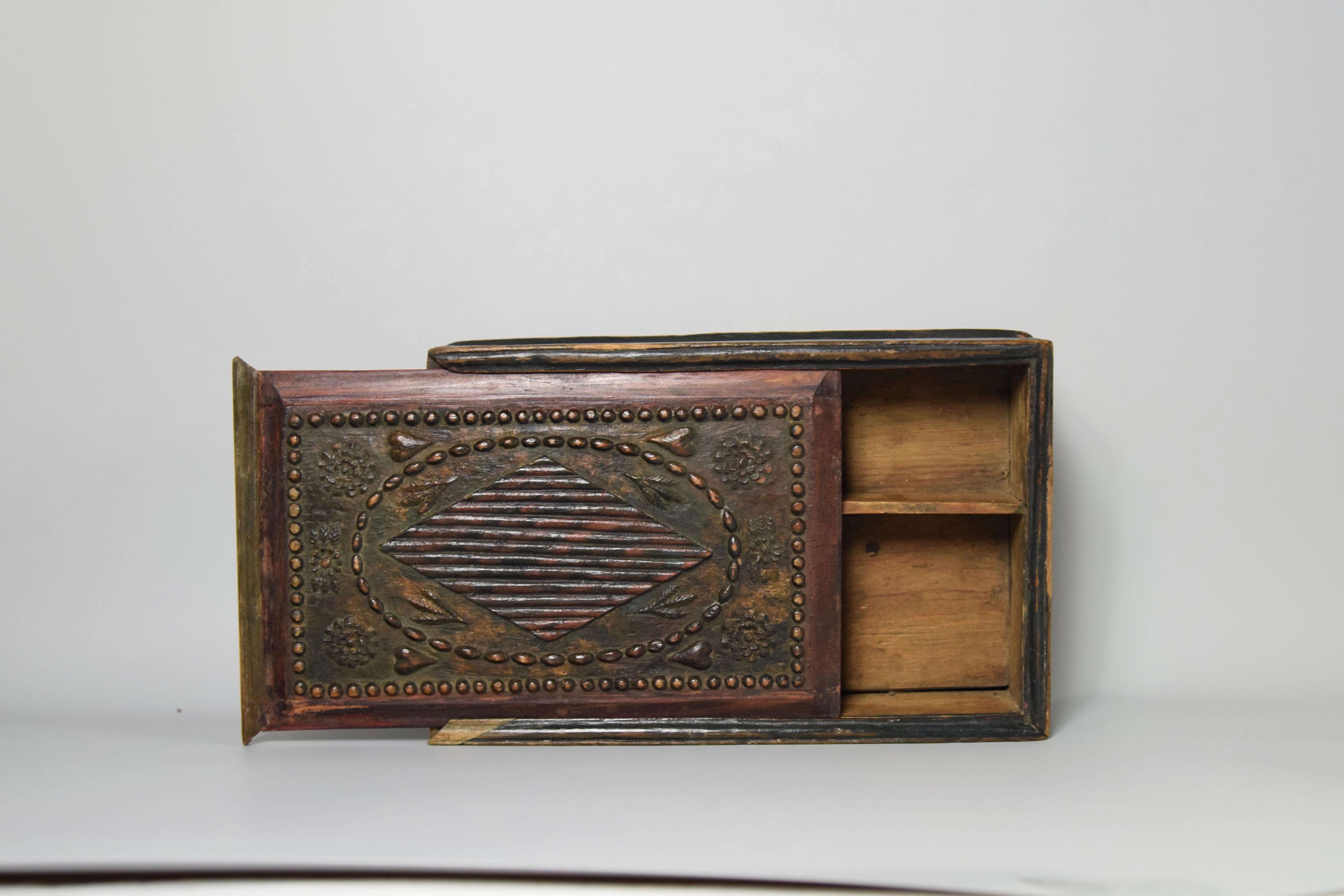 Hand-Crafted Swedish Folk Art Wedding Box, Late 18th Century For Sale
