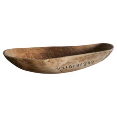 Antique Swedish Folk Art Wood Bowl 1842