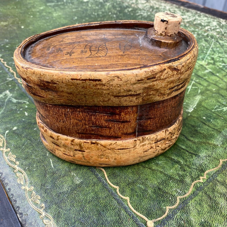 Swedish Folk Art Wood Wine And Water Container, circa 1800 For Sale at