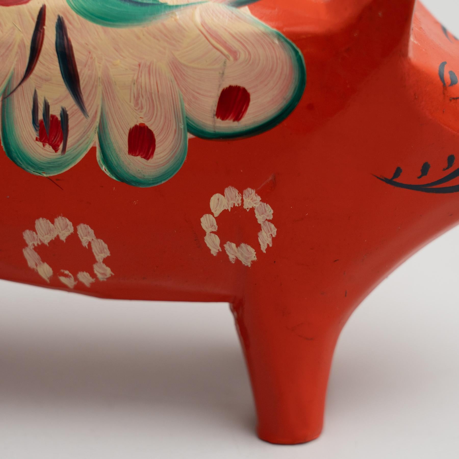 Swedish Folk Wooden Dala Pig Toy, circa 1960 For Sale 3