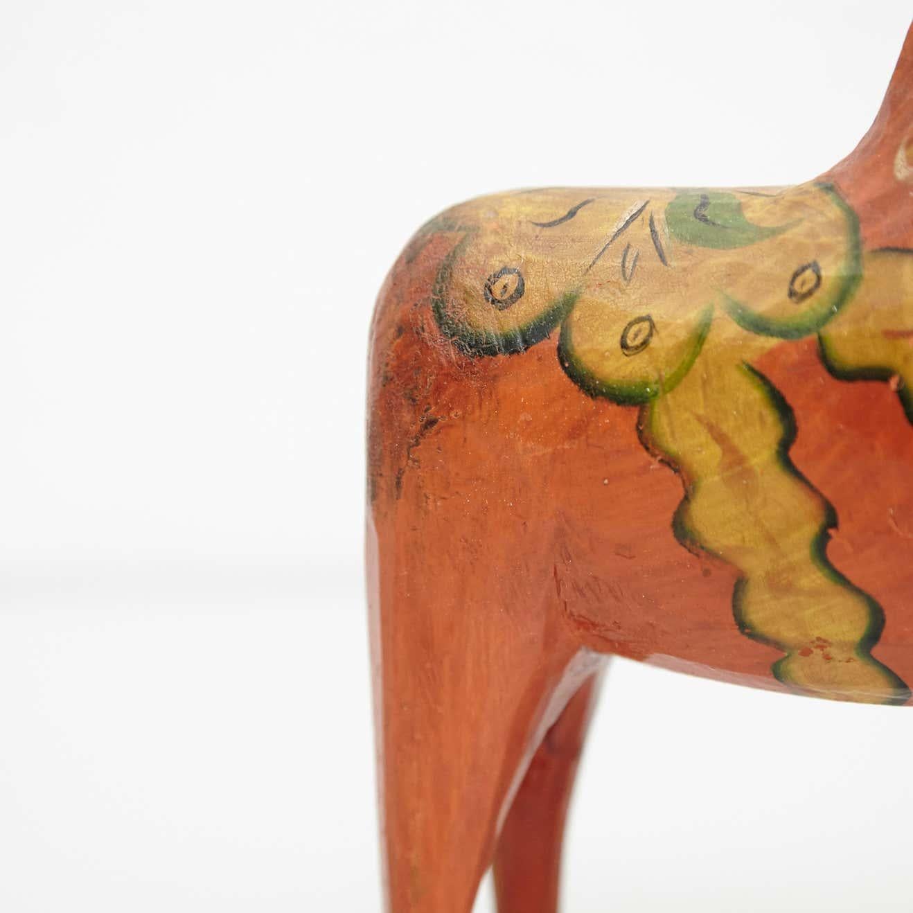 Swedish wooden horse toy
by unknown manufacturer, Sweden, circa 1920.

In original condition, with minor wear consistent with age and use, preserving a beautiful patina.

Materials:
Wood

Dimensions:
D 5 cm x W 16.5 cm x H 19 cm.