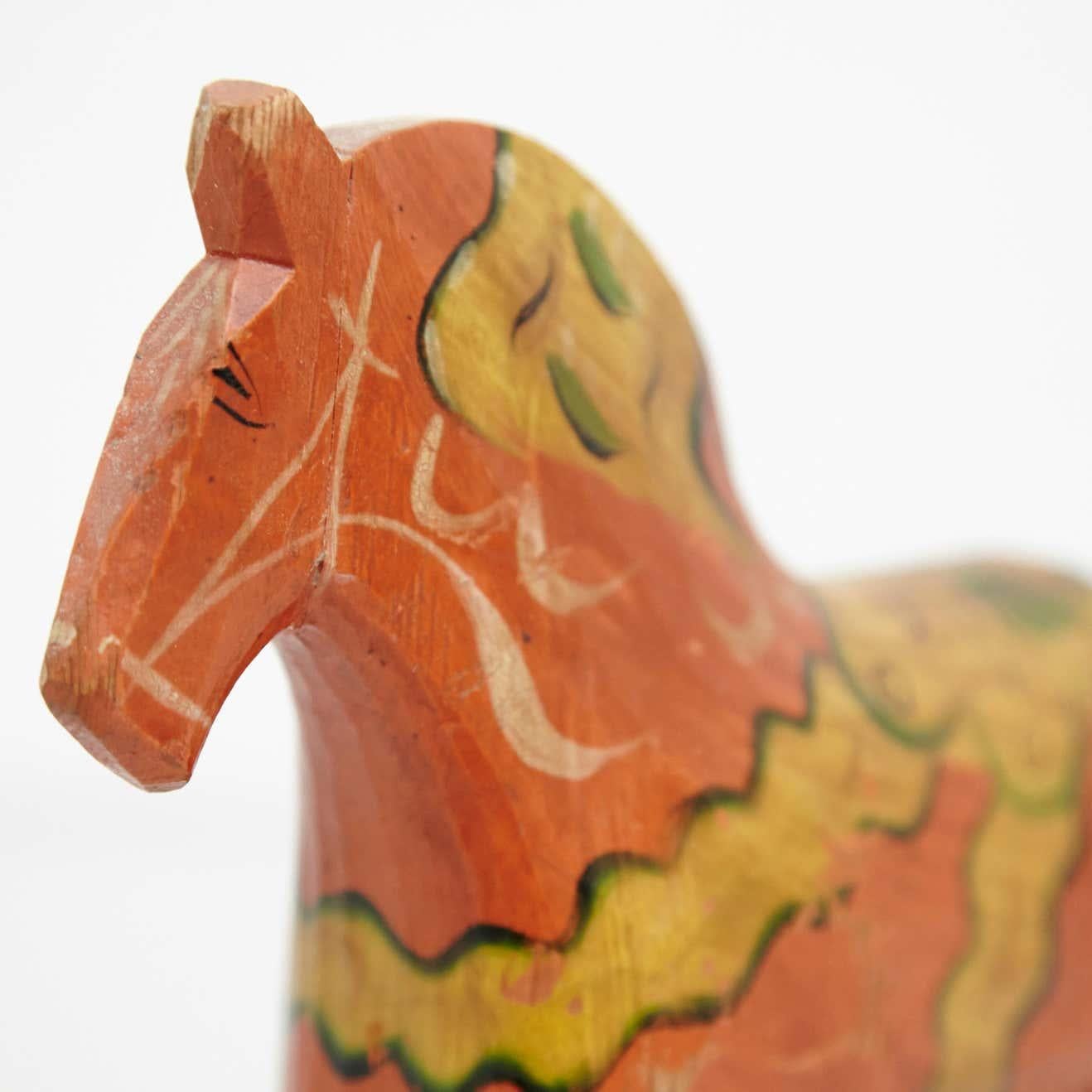 Folk Art Swedish Folk Wooden Horse Toy, circa 1920