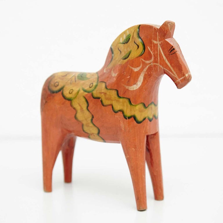 Early 20th Century Swedish Folk Wooden Horse Toy, circa 1920 For Sale