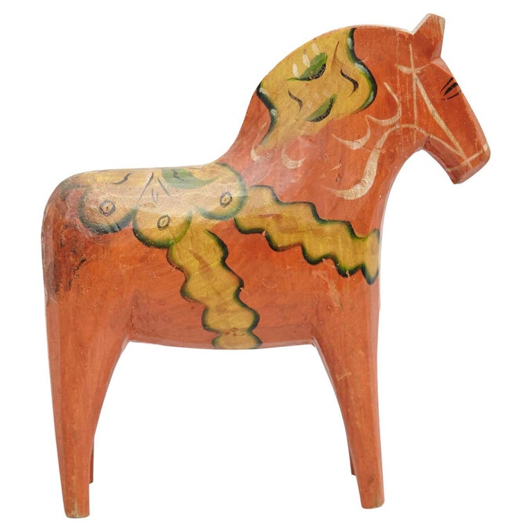 Swedish Folk Wooden Horse Toy, circa 1920 For Sale