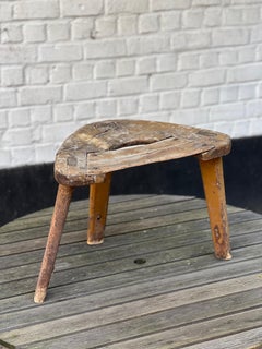 Swedish folk wooden stool 18th/19th century Folk Art Peasant unique