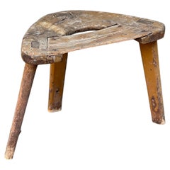 Swedish folk wooden stool 18th/19th century Folk Art Peasant unique