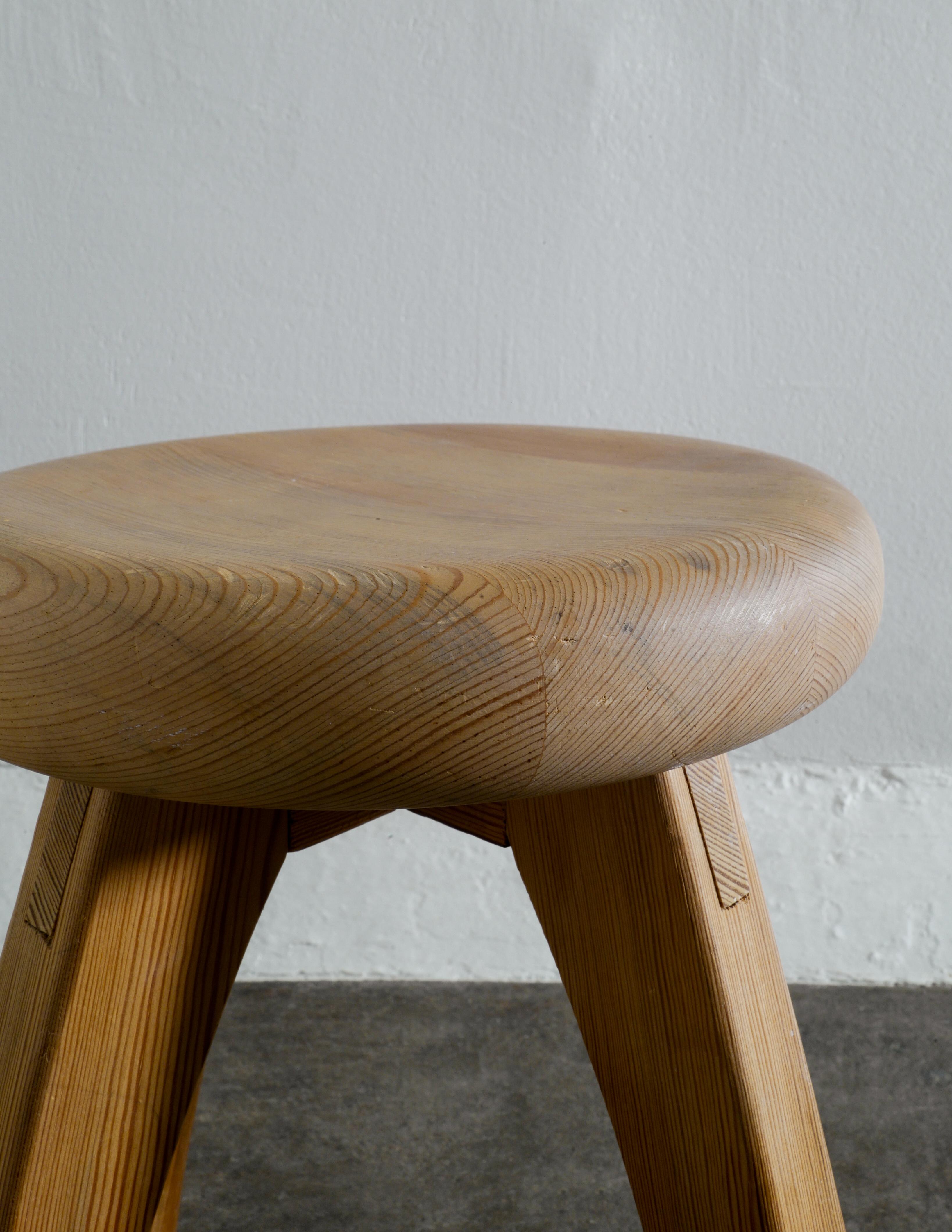 Swedish Mid Century Four Legged Stool in Solid Pine, 1970s For Sale 2