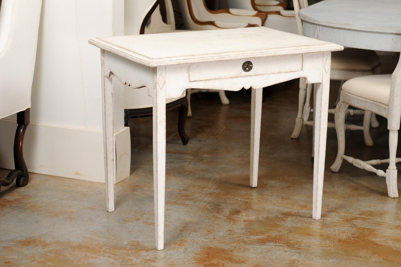 Swedish Freestanding Painted Writing Table Created for Queen Alexandrine In Good Condition For Sale In Atlanta, GA