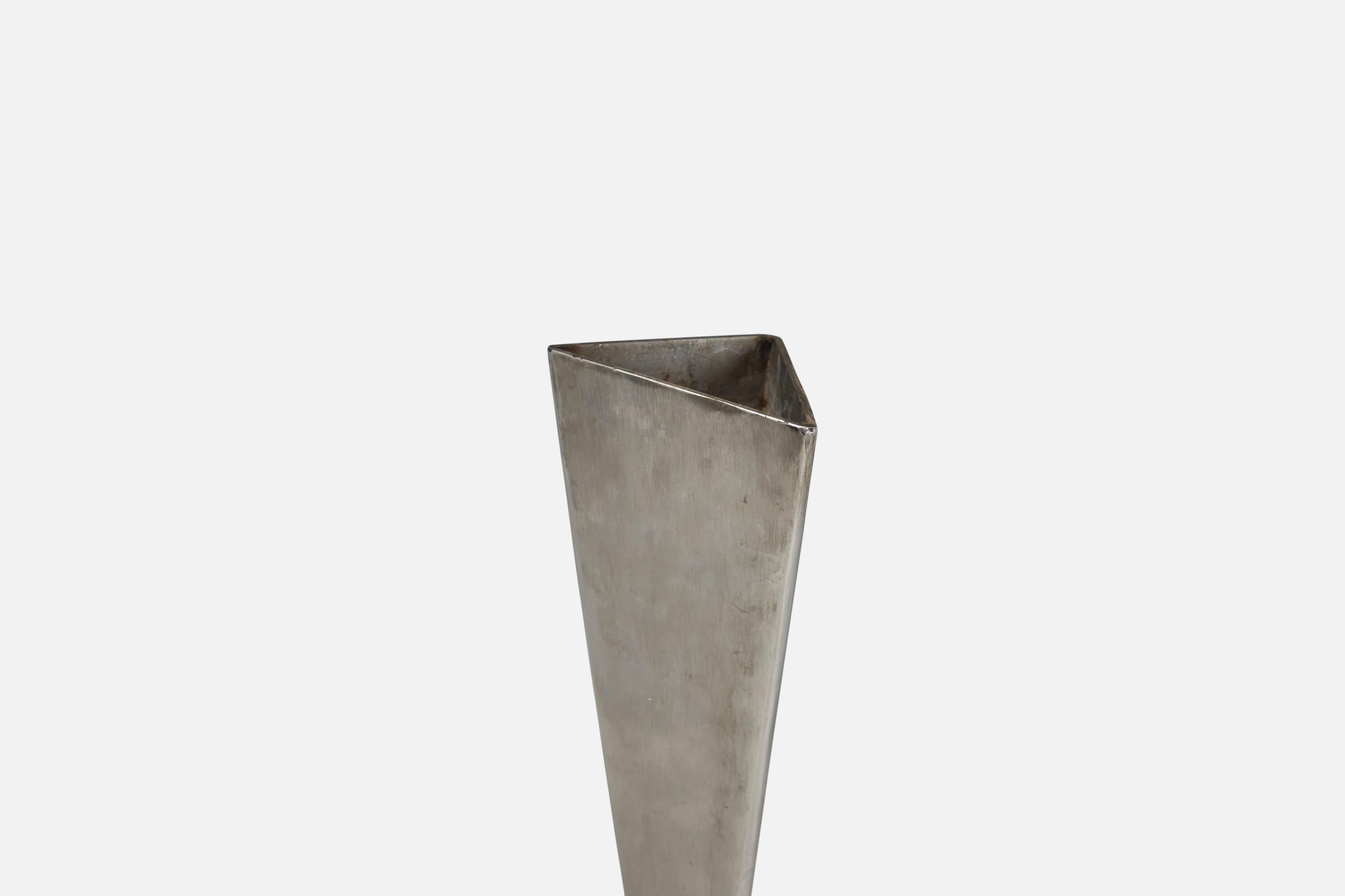 Mid-20th Century Swedish Functionalist Designer, Steel Flower Vase, Sweden, 1940s For Sale