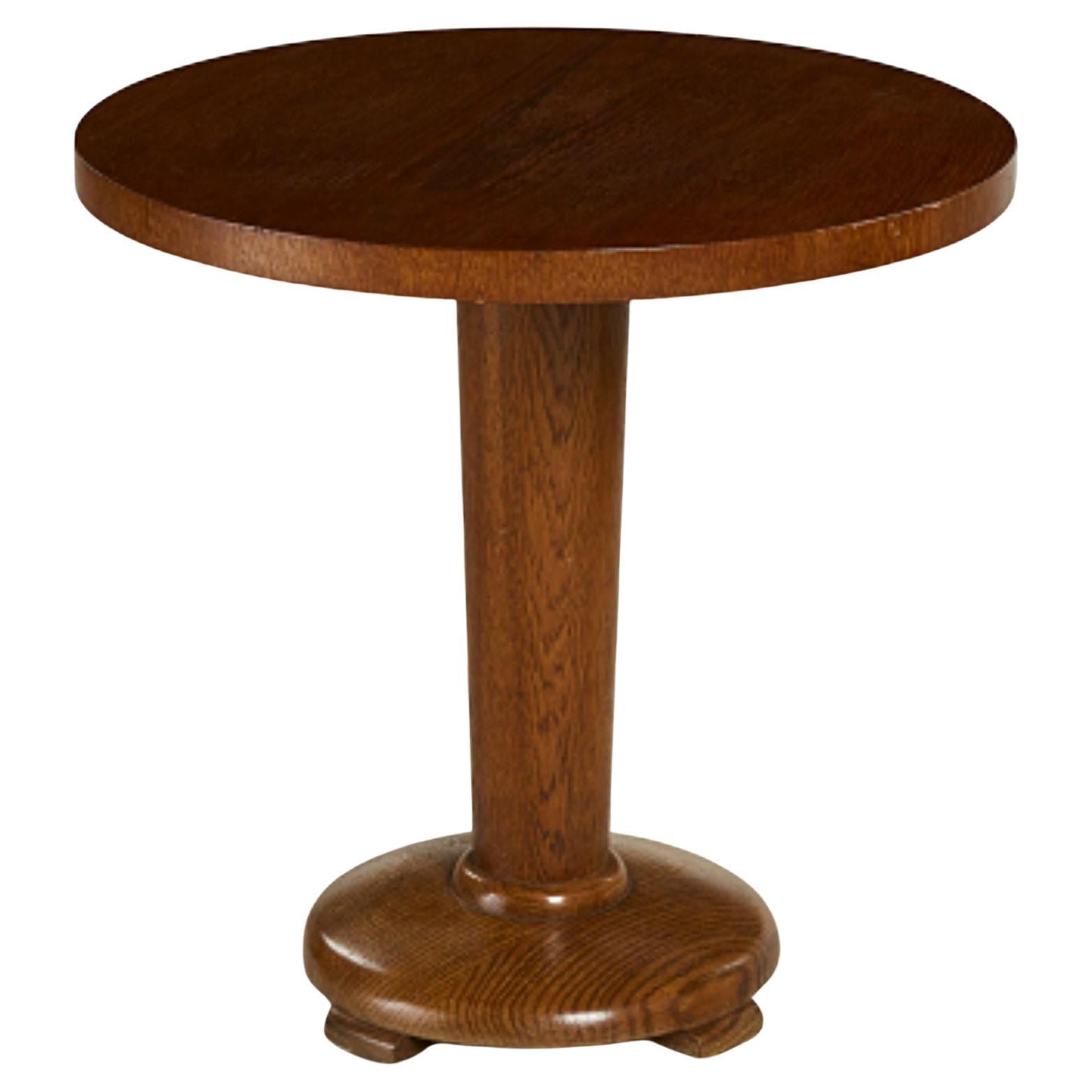 Swedish Functionalist Oak Pedestal Table, 1940s For Sale