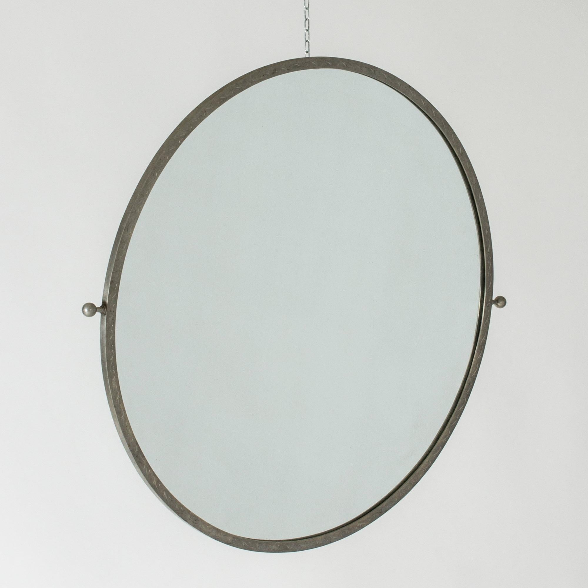 Scandinavian Modern Swedish Functionalist Pewter Wall Mirror, 1930s