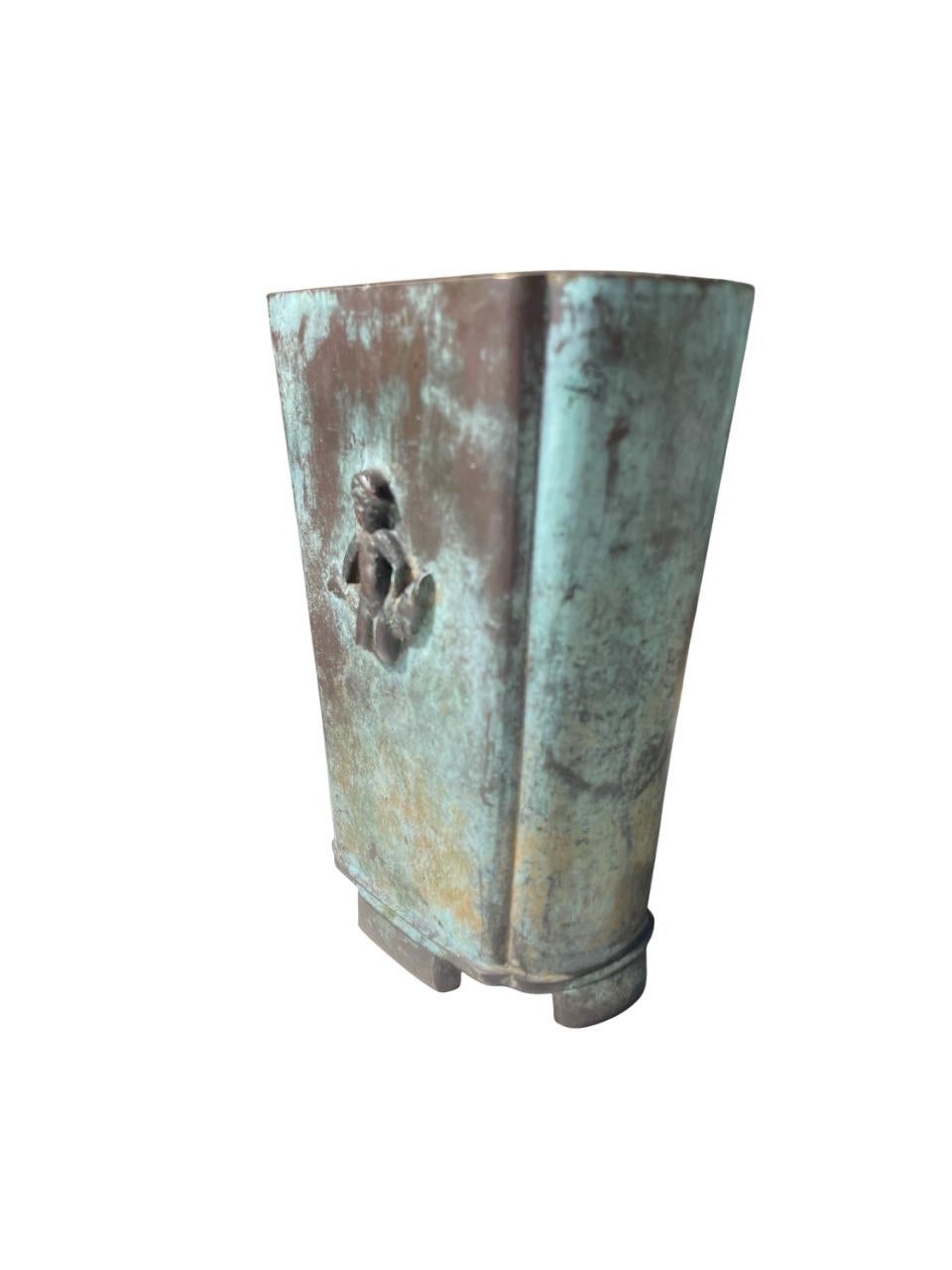 An exquisite and rare bronze vase by renowned Swedish maker GAB (Guldsmedsaktiebolaget), dating to the 1930s. This piece exemplifies the refined Scandinavian craftsmanship of the early 20th century, merging the timeless elegance of neoclassical