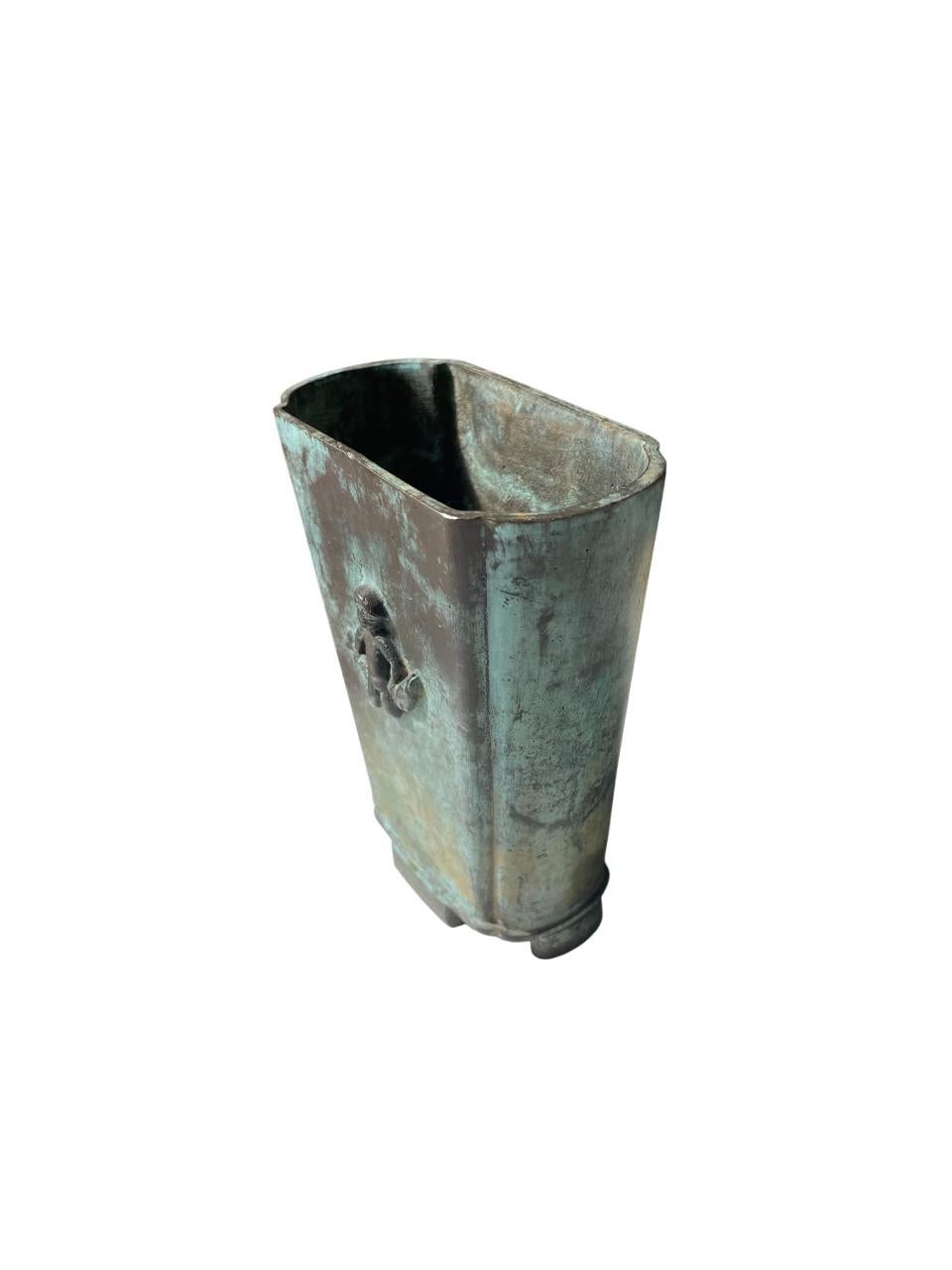Swedish GAB Bronze Vase with Cherub Relief - 1930's In Good Condition For Sale In Stockholm, SE
