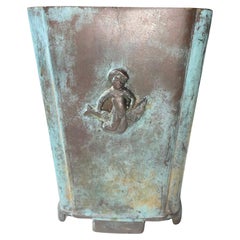 Swedish GAB Bronze Vase with Cherub Relief - 1930's