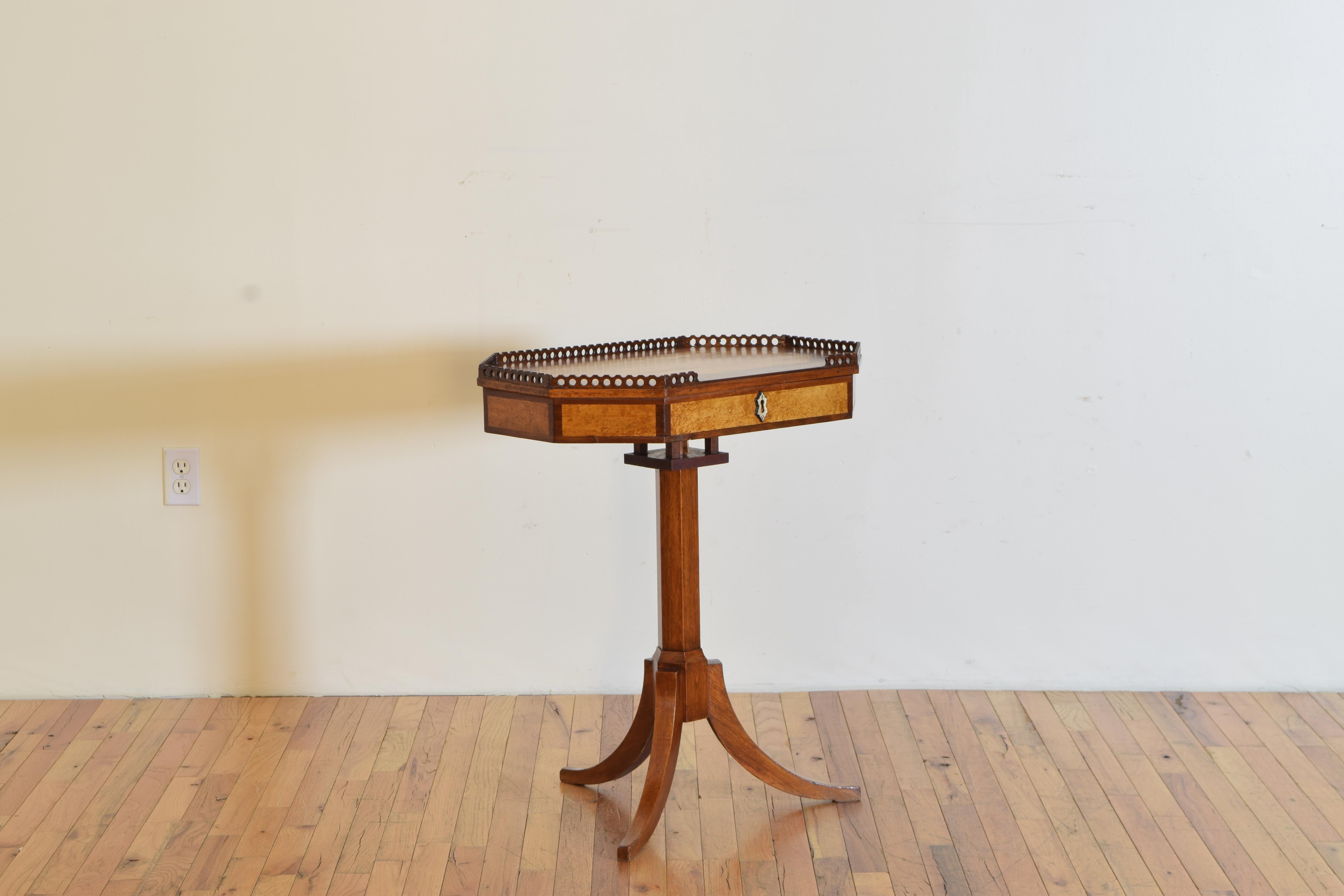 Swedish Galleried Swivel Work Table in Maple and Walnut, ca. 1887 In Good Condition For Sale In Atlanta, GA