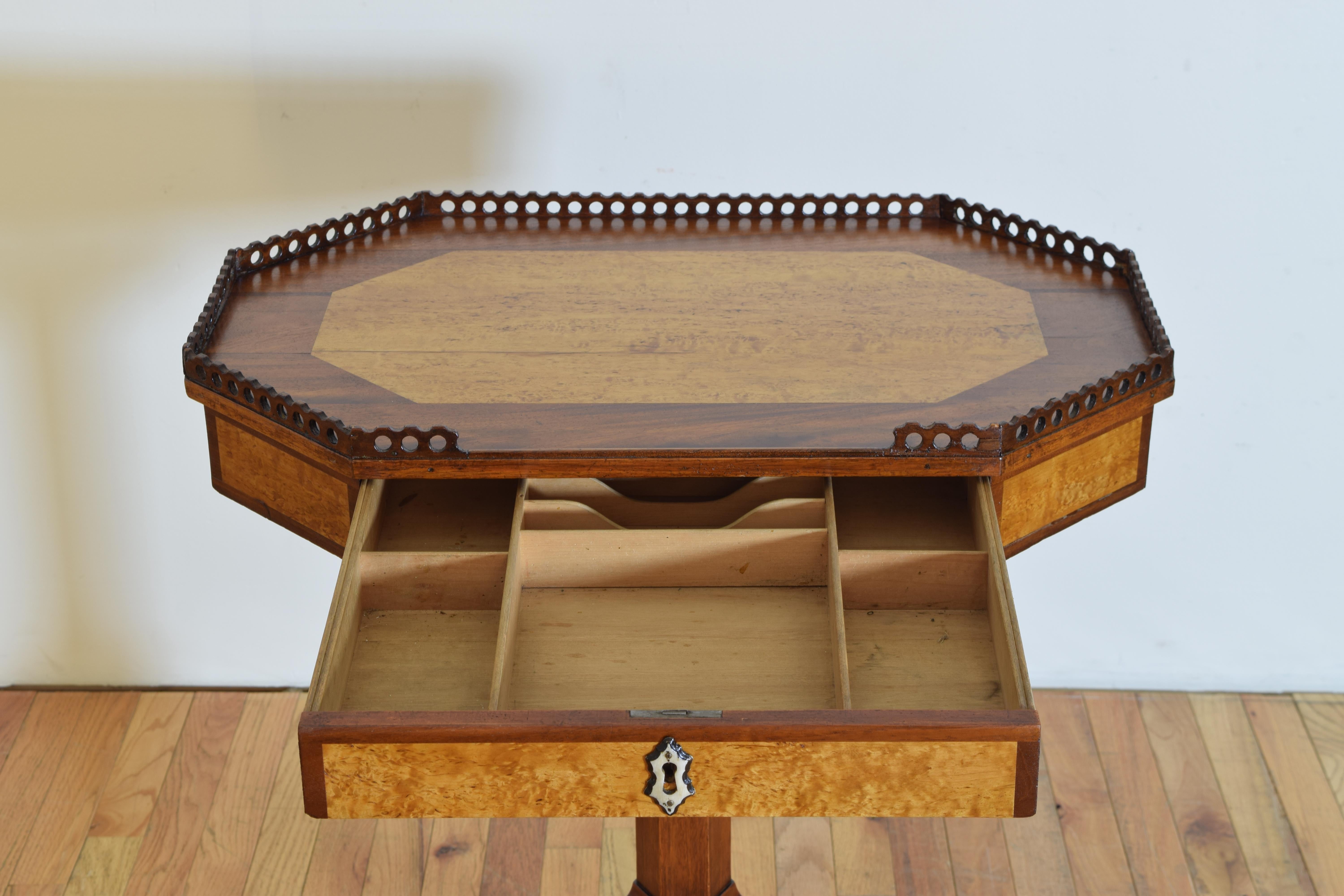 Swedish Galleried Swivel Work Table in Maple and Walnut, ca. 1887 For Sale 2
