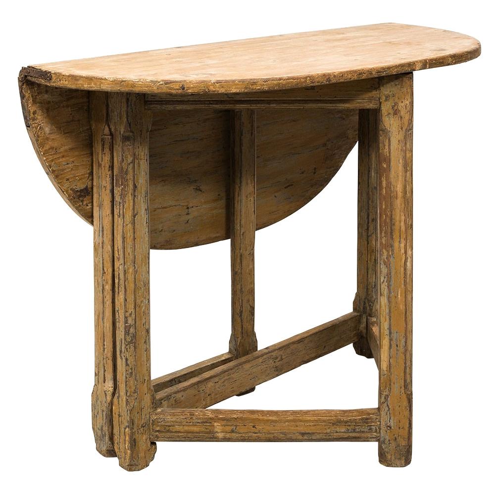 Antique Swedish Demi-Lune Gate Leg Table