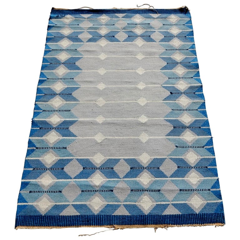 Photo inspiration: Visual Reference: Swedish Geometric Flat Weave Rug Signed Mlb 1950S Scandinavian Artist