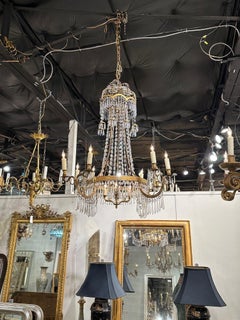 Swedish Gilt Bronze and Crystal Chandelier
