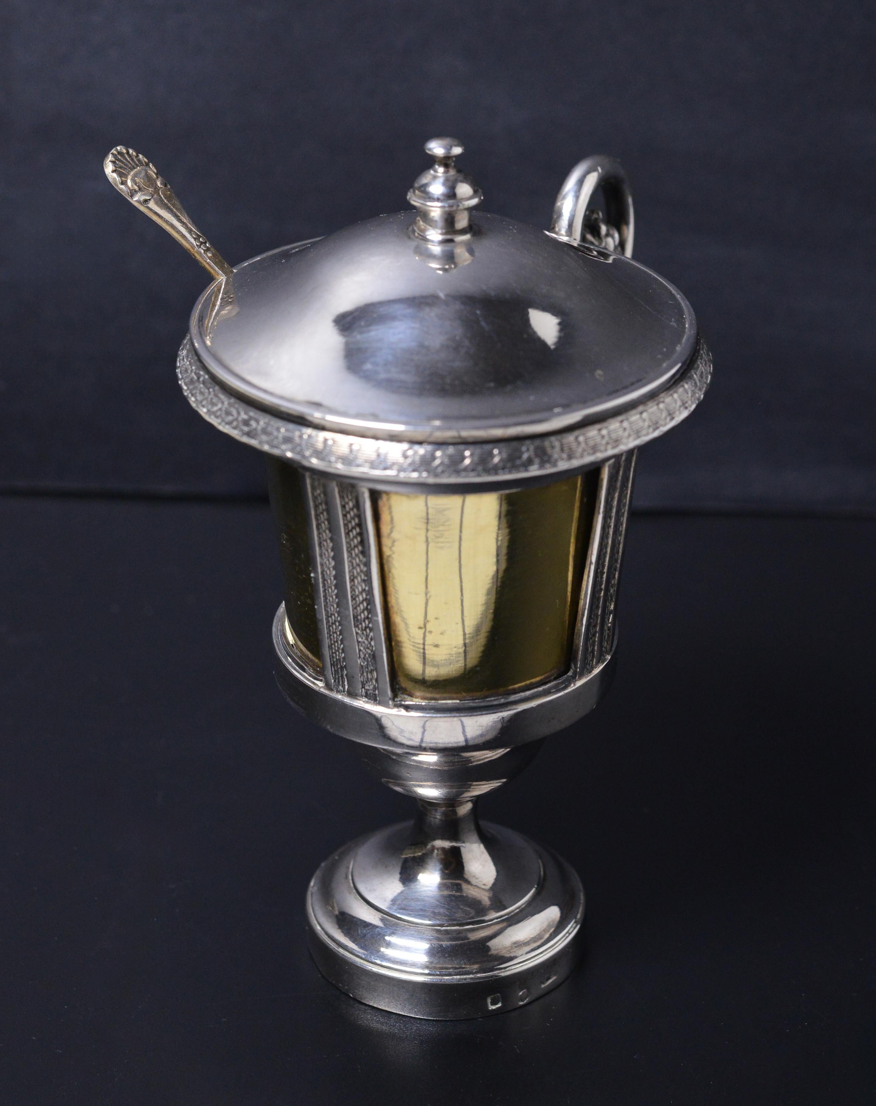 19th Century Swedish Gilt Heavy Silver Mustard or Sauce Cup Antique Empire Mug 1827 For Sale