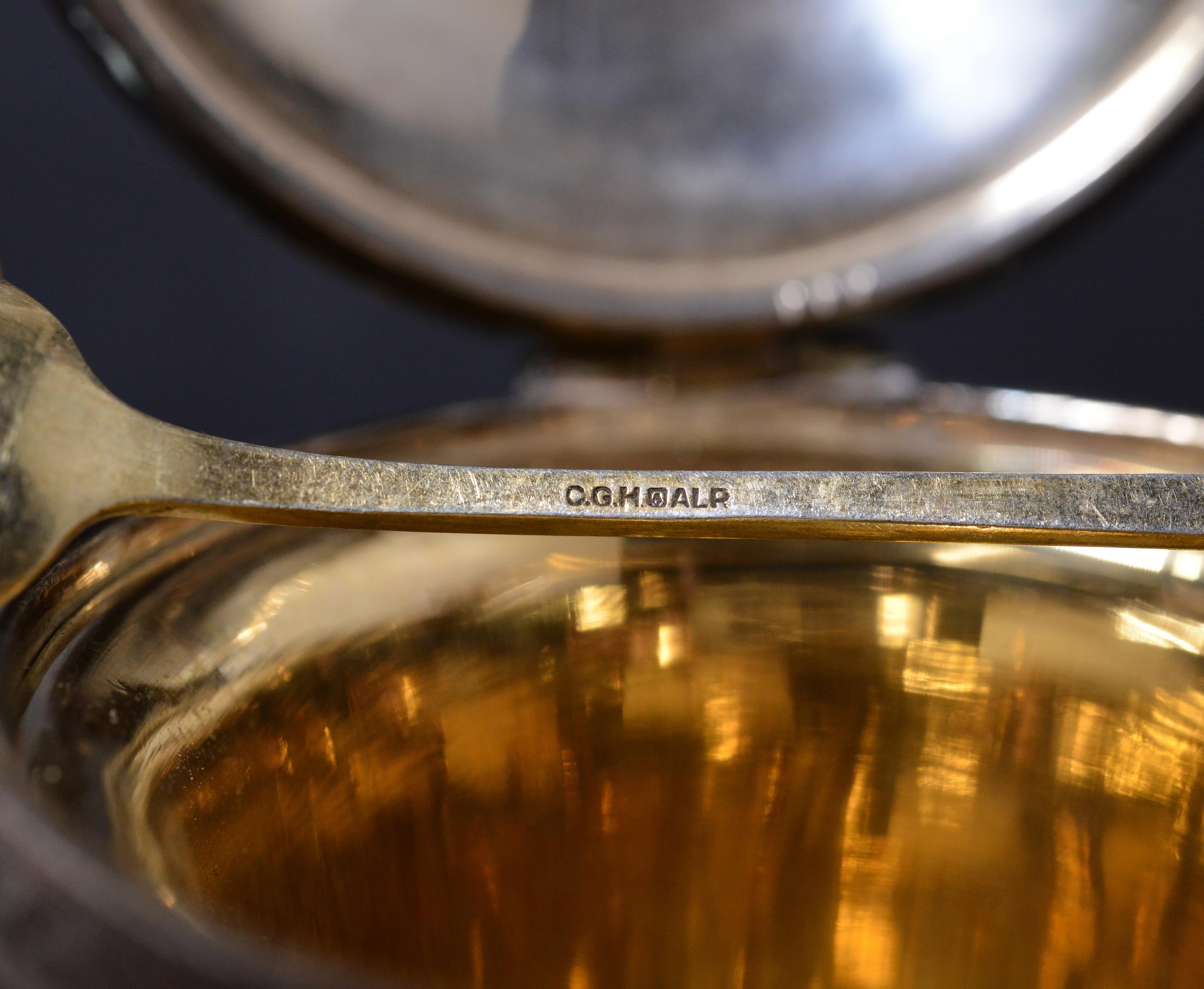 Schwedische vergoldete schwere Silber Senf oder Sauce Tasse Antike Empire Becher 1827 im Angebot 2