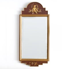 Espejo Art Deco sueco de madera dorada de W. Lundell