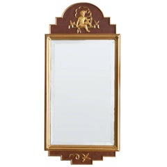 Espejo Art Deco sueco de madera dorada de W. Lundell