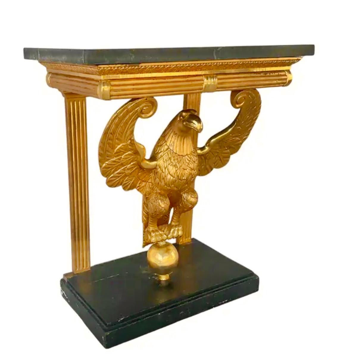 Gustavian Swedish Giltwood Eagle Console Table For Sale
