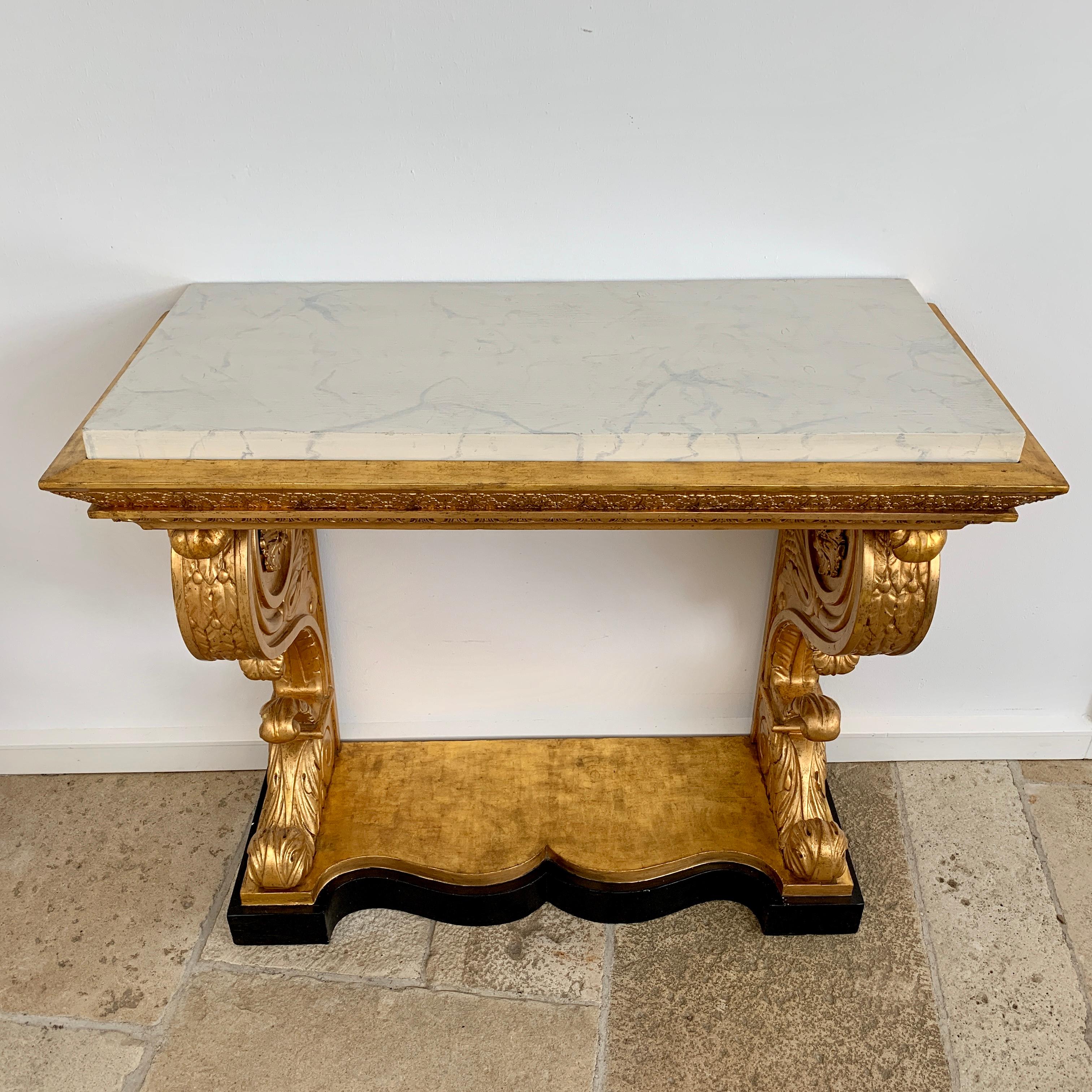 Swedish Giltwood Early 19th Century Empire Console Table In Good Condition For Sale In Worpswede / Bremen, DE